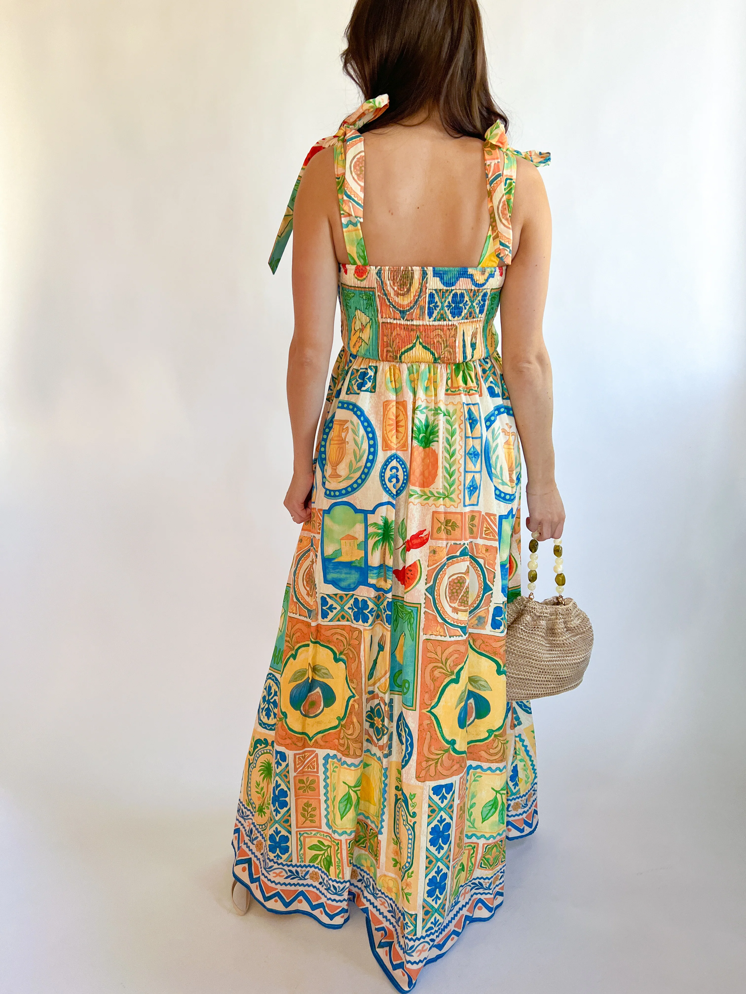 Printed Tie Strap Maxi Dress - Image 3
