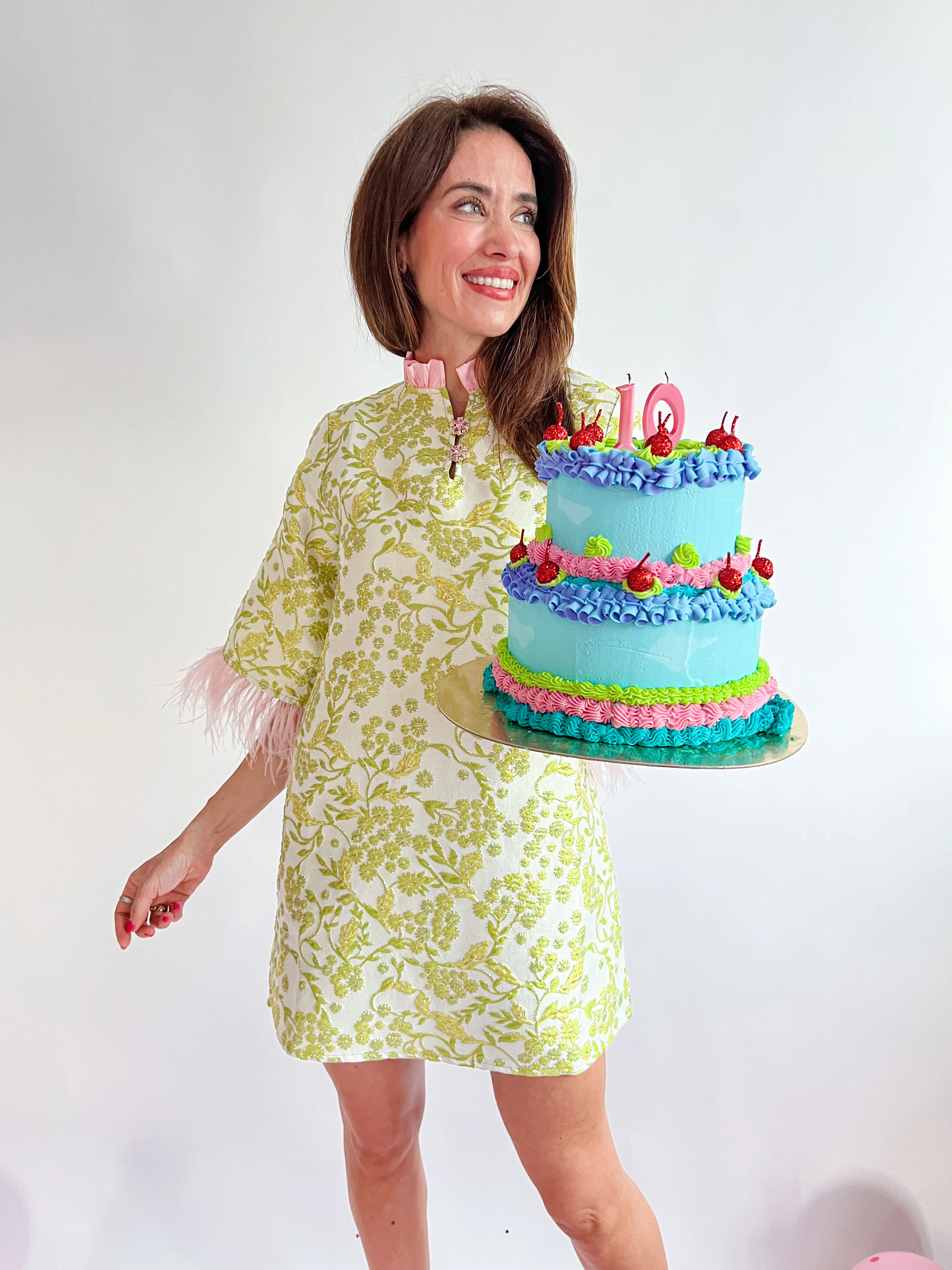 Chartreuse Blush Feathered Caftan - Image 3