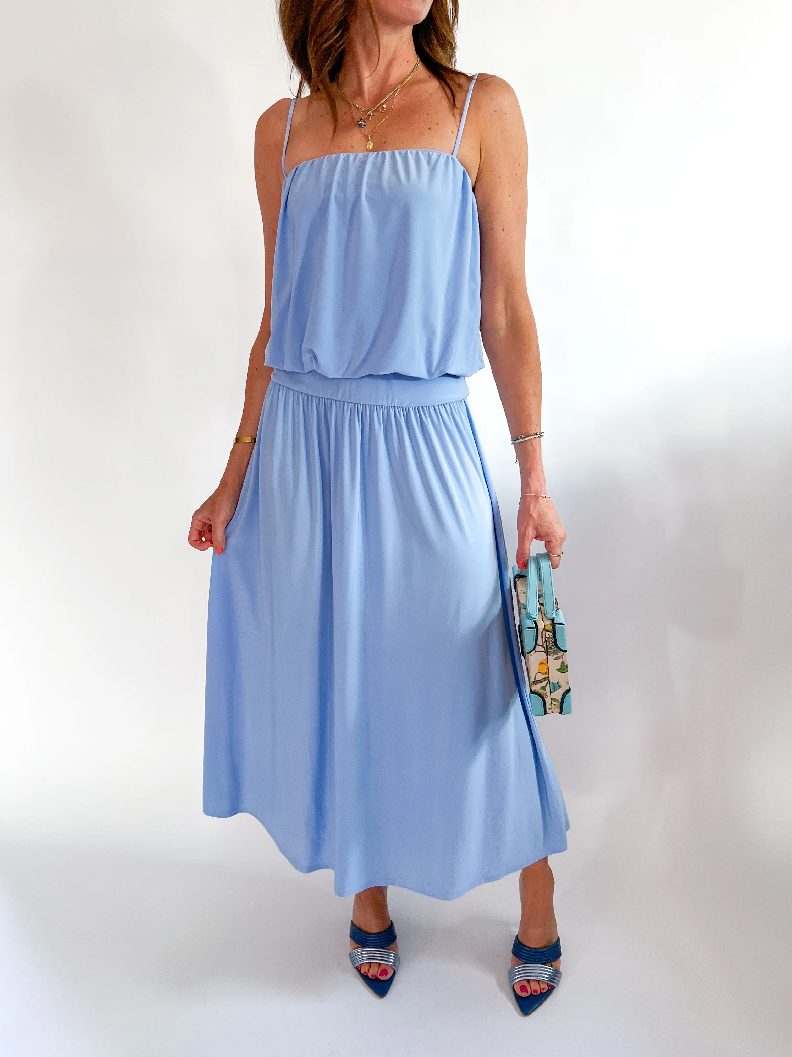 Bubble Hem Flowy Maxi Dress