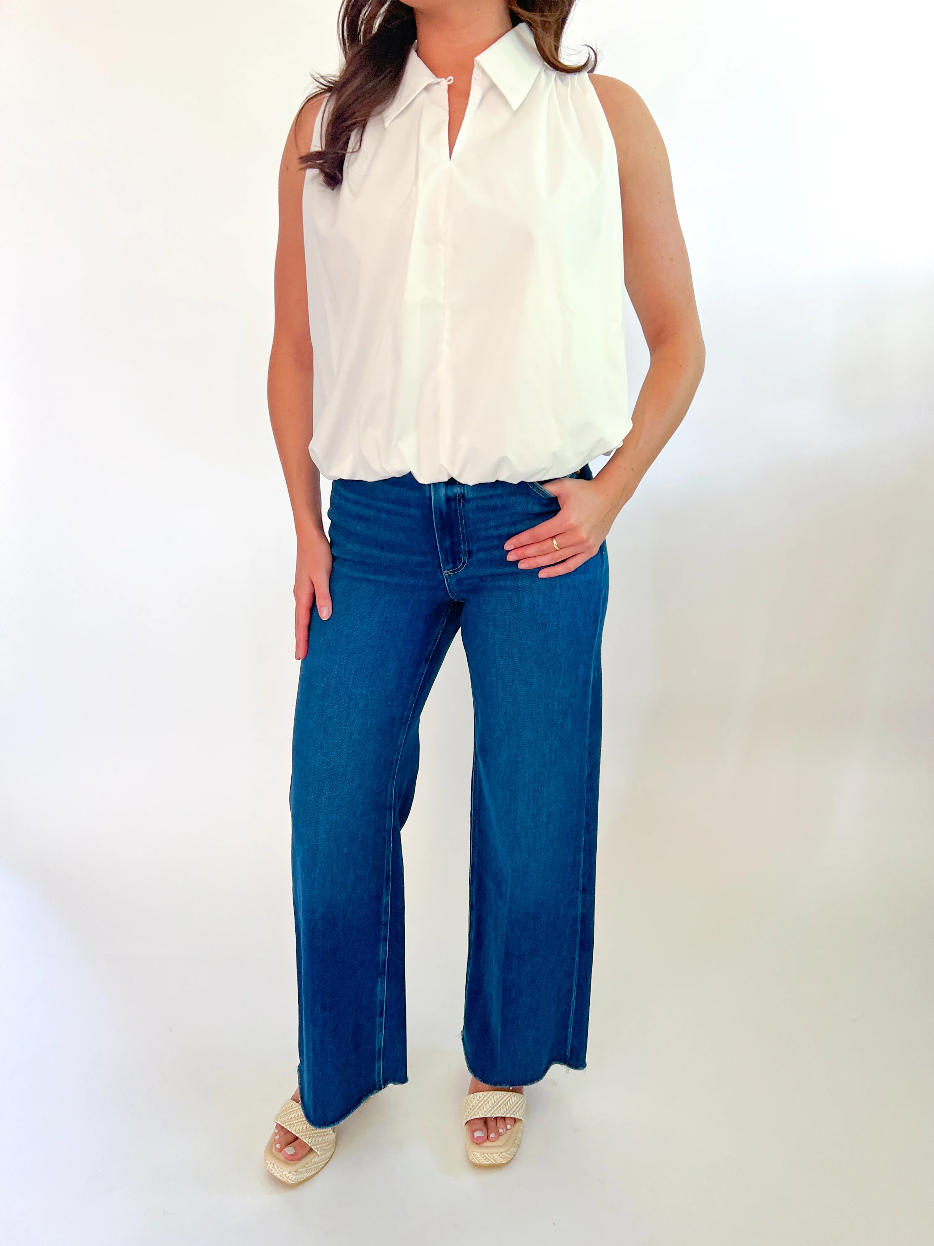 Bubble Hem Sleeveless Shirt Top - Image 2
