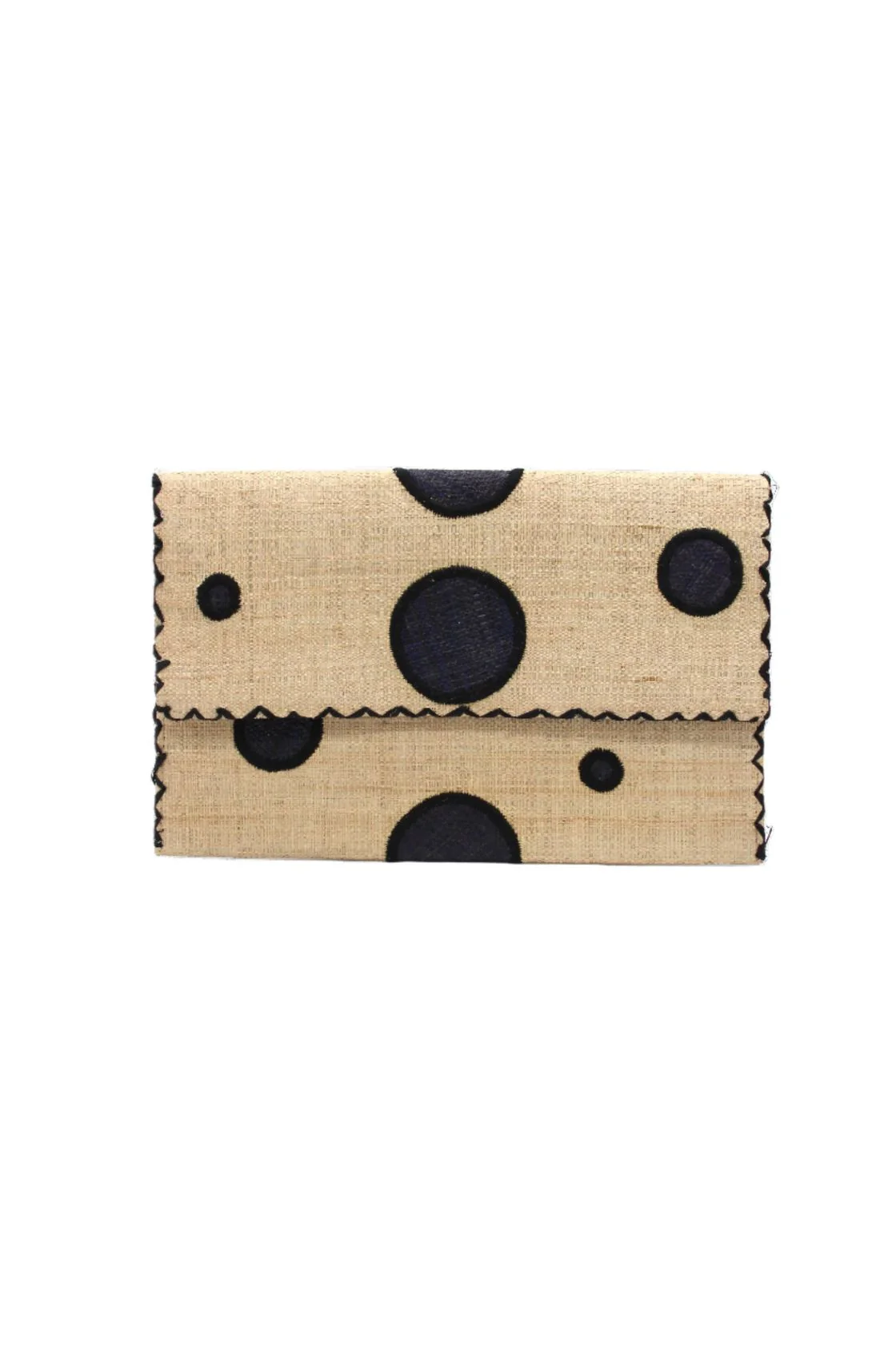 Capri Polka Dot Straw Envelope Clutch Purse - Image 2