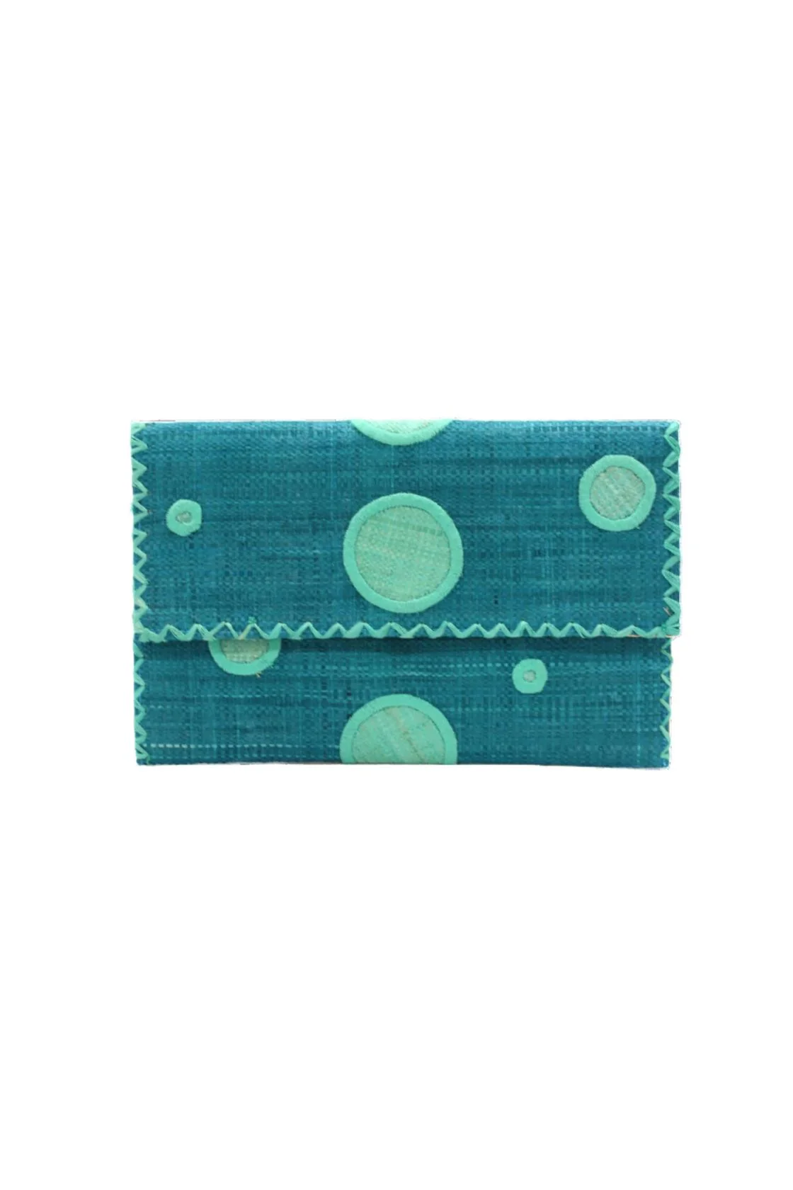 Capri Polka Dot Straw Envelope Clutch Purse - Image 3