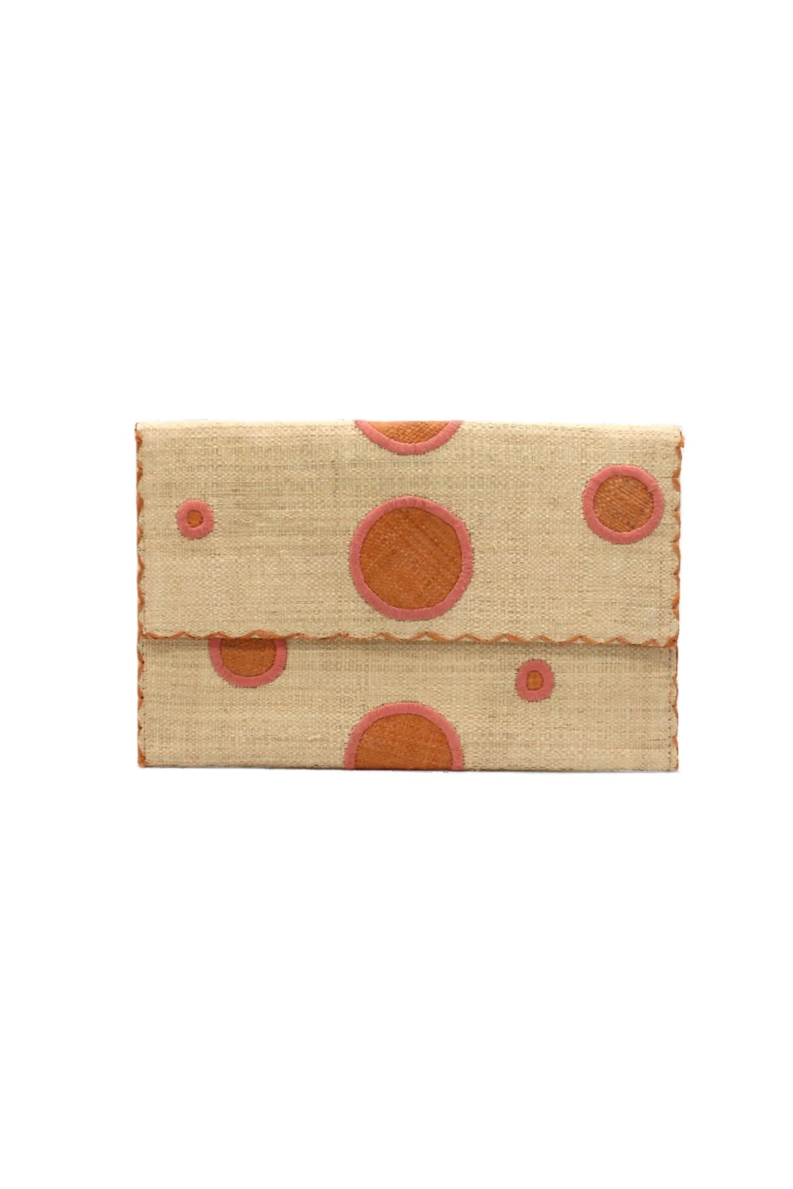 Capri Polka Dot Straw Envelope Clutch Purse - Image 4