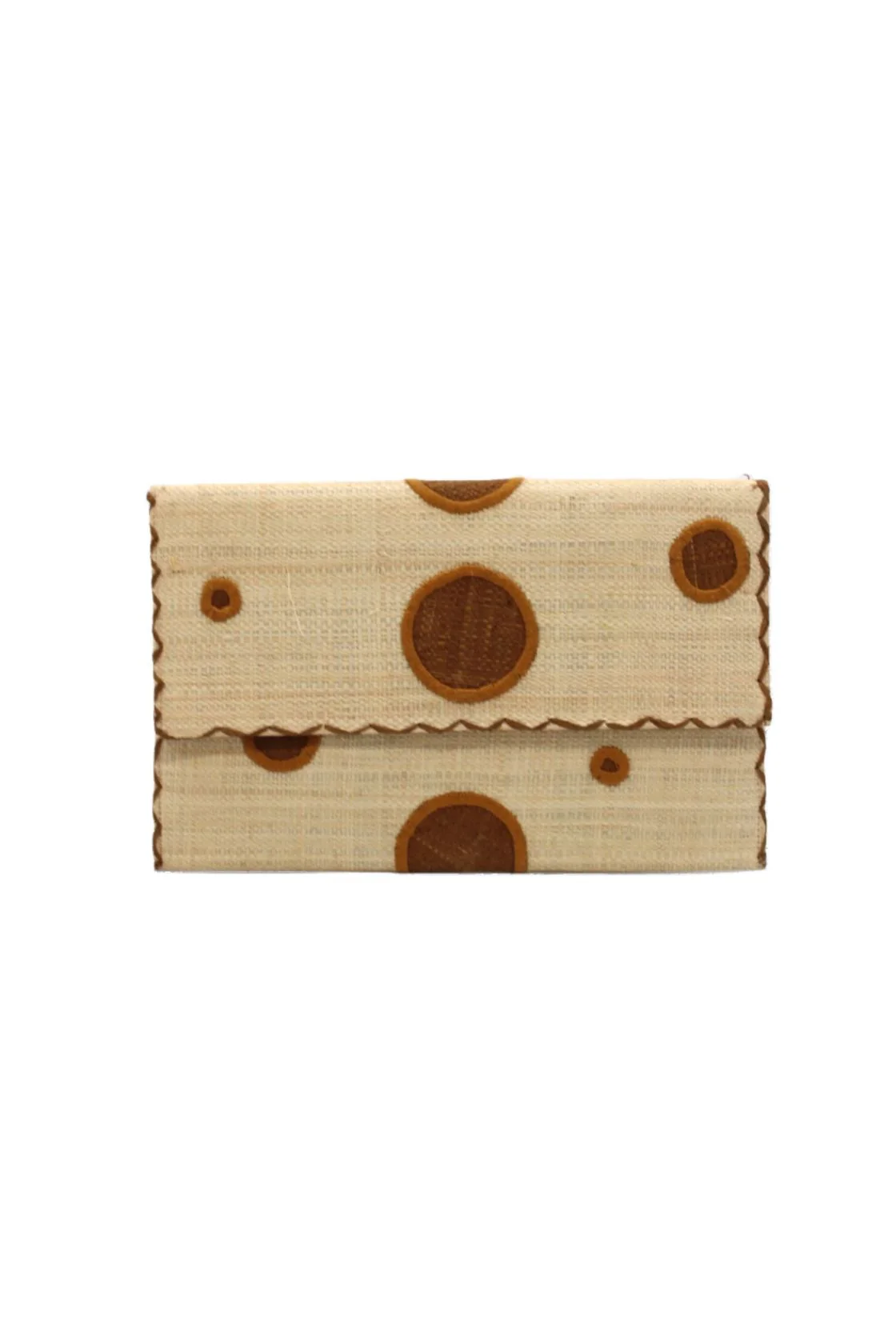 Capri Polka Dot Straw Envelope Clutch Purse - Image 5