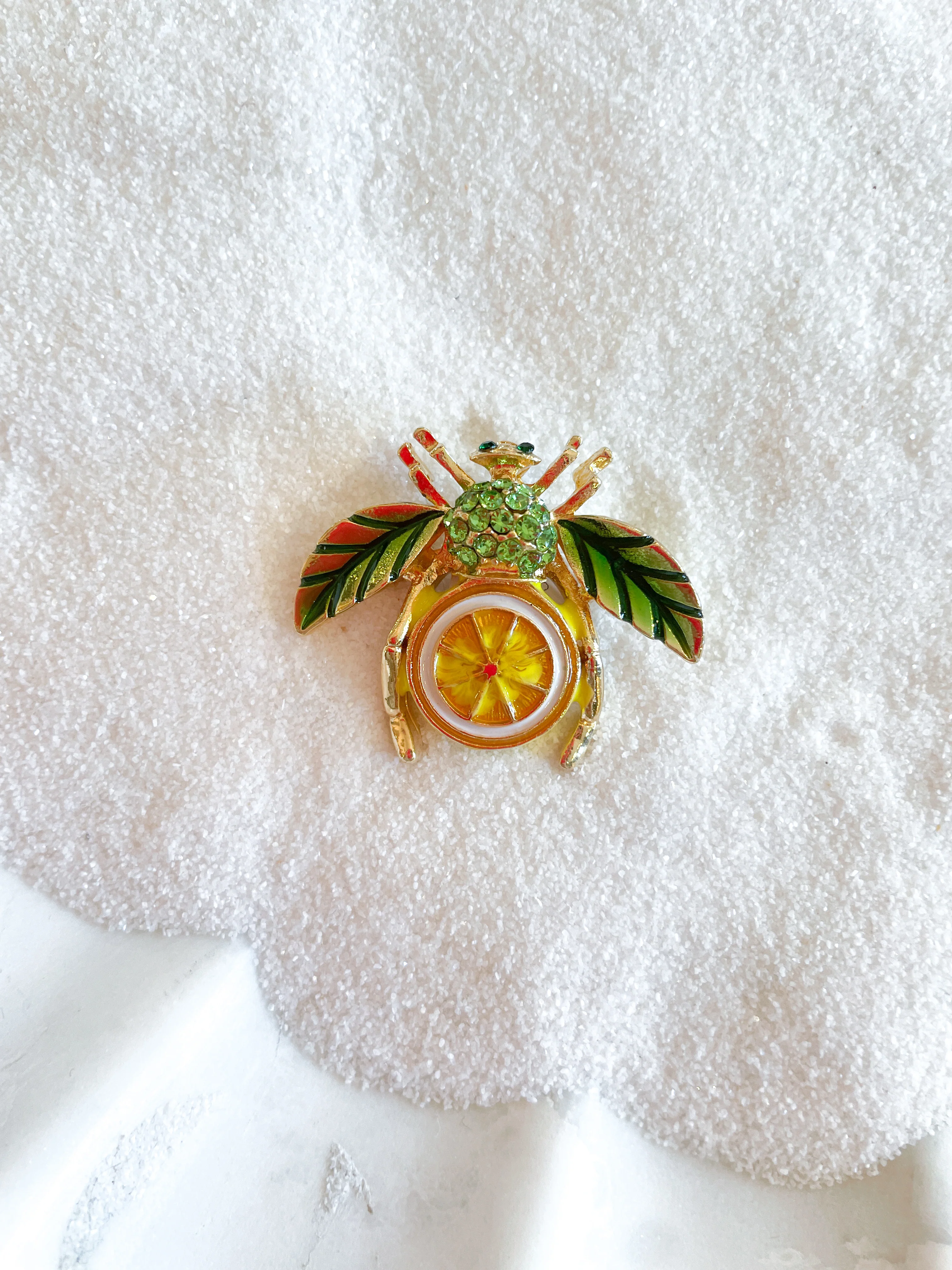 Crystal Fruit and Bee Brooch Pin