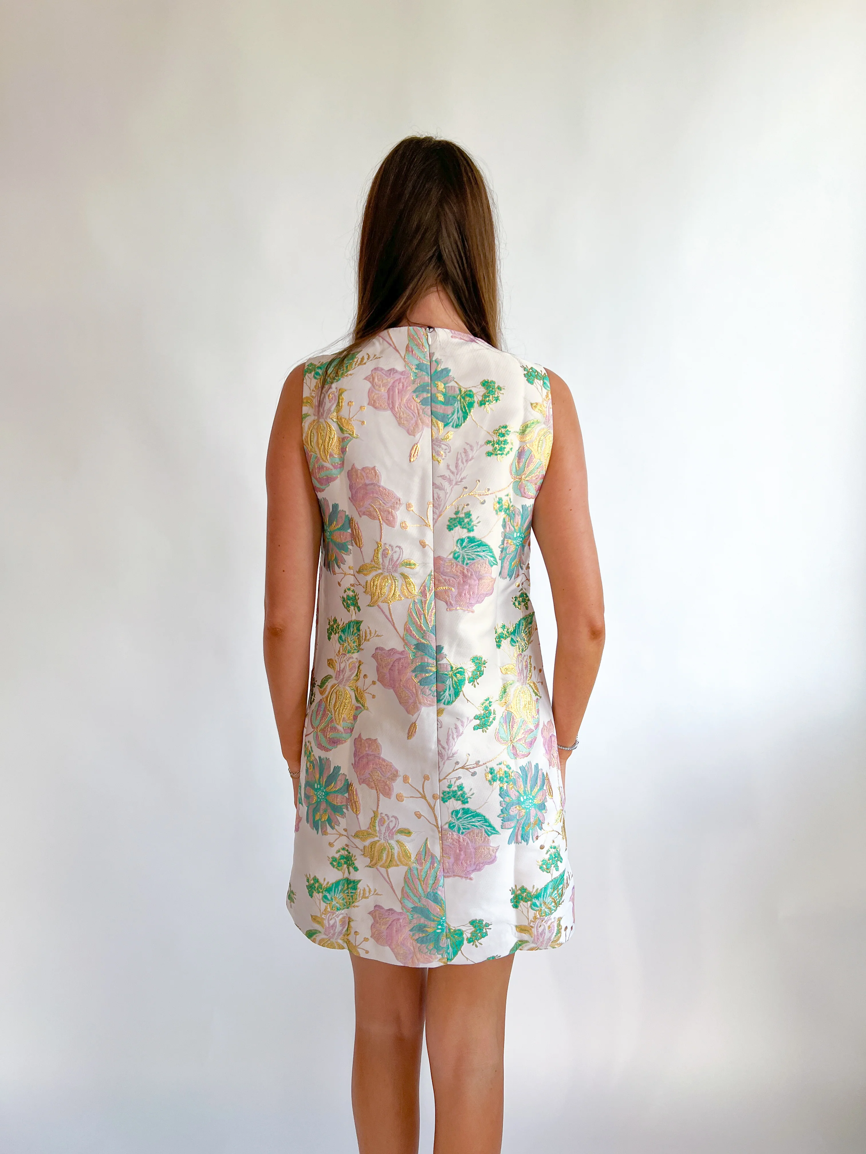 Beaded Jacquard Sleeveless Dress - Image 3