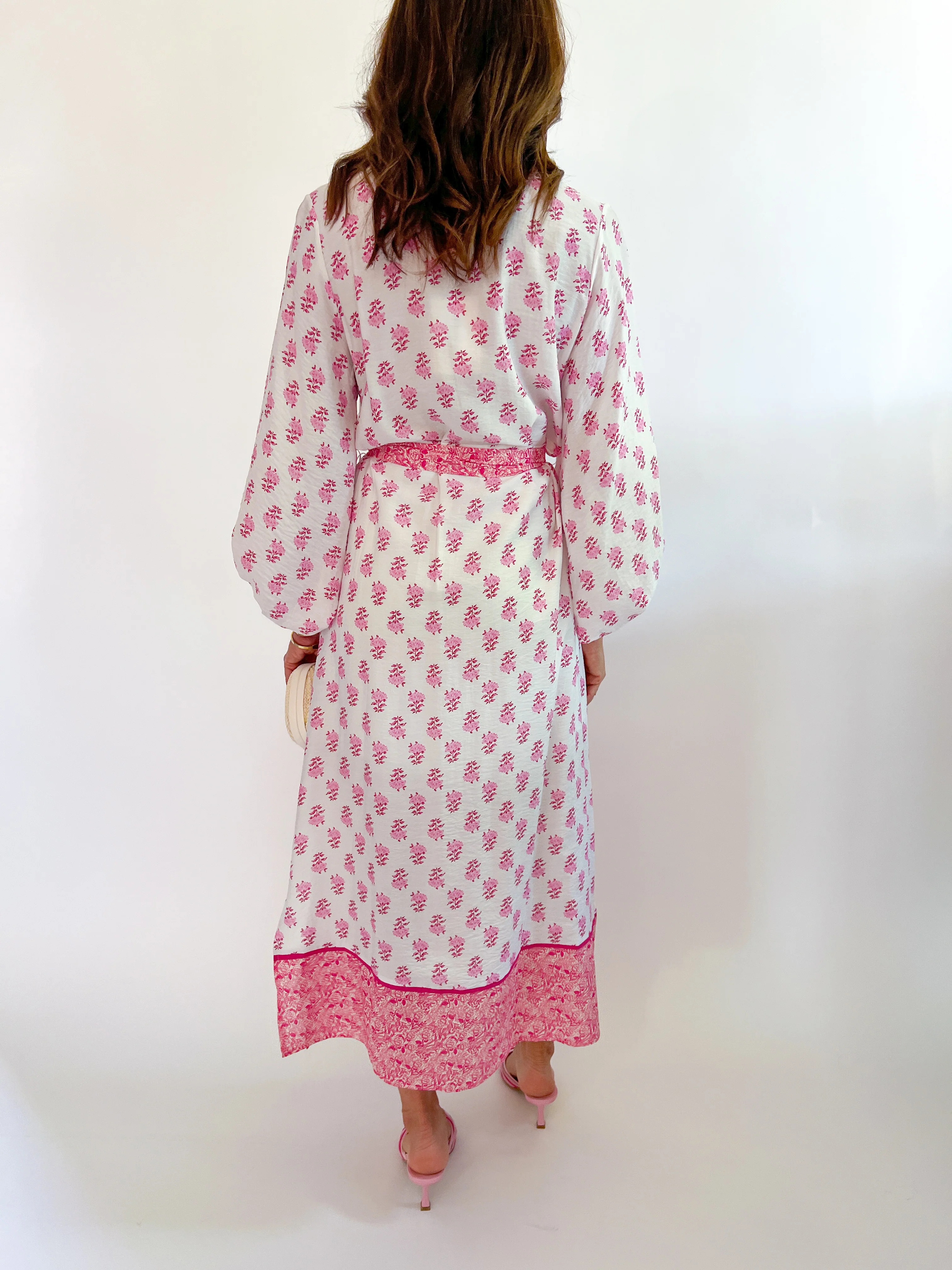 Floral Print 3/4 Sleeve Midi Dress - Image 2