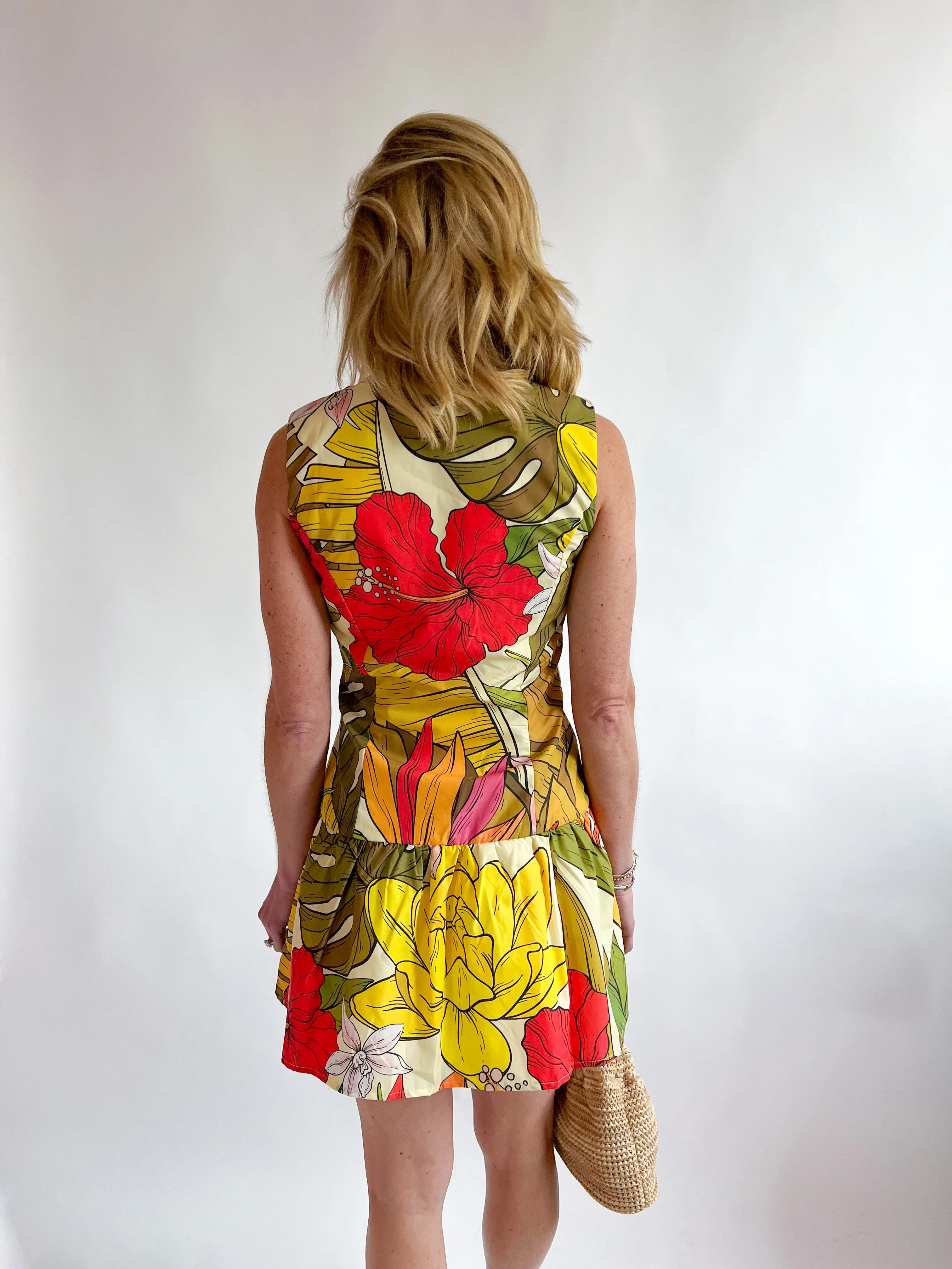 Floral Print Fitted Bodice Drop Waist Dress - Image 3