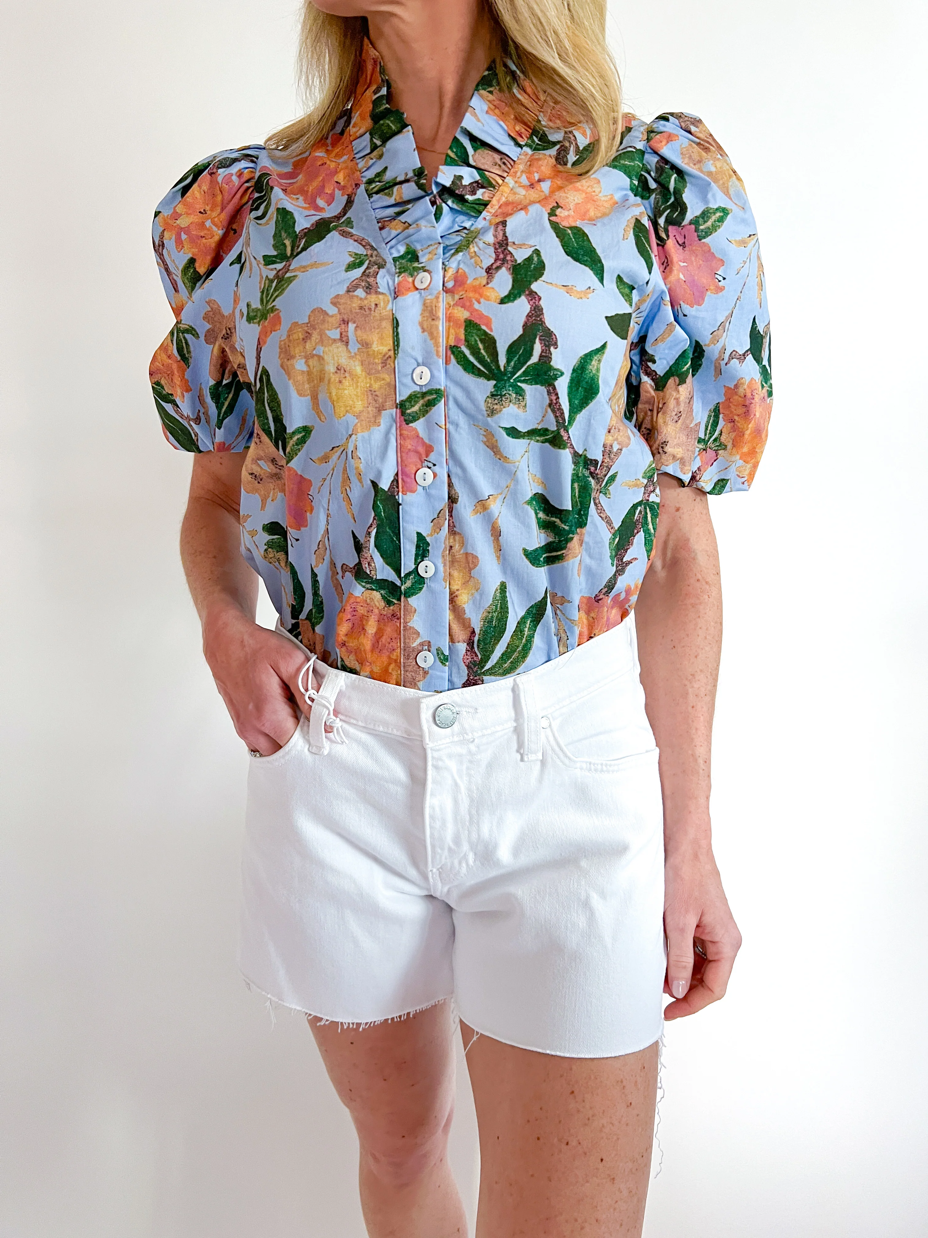 Floral Print Puff Sleeve Top