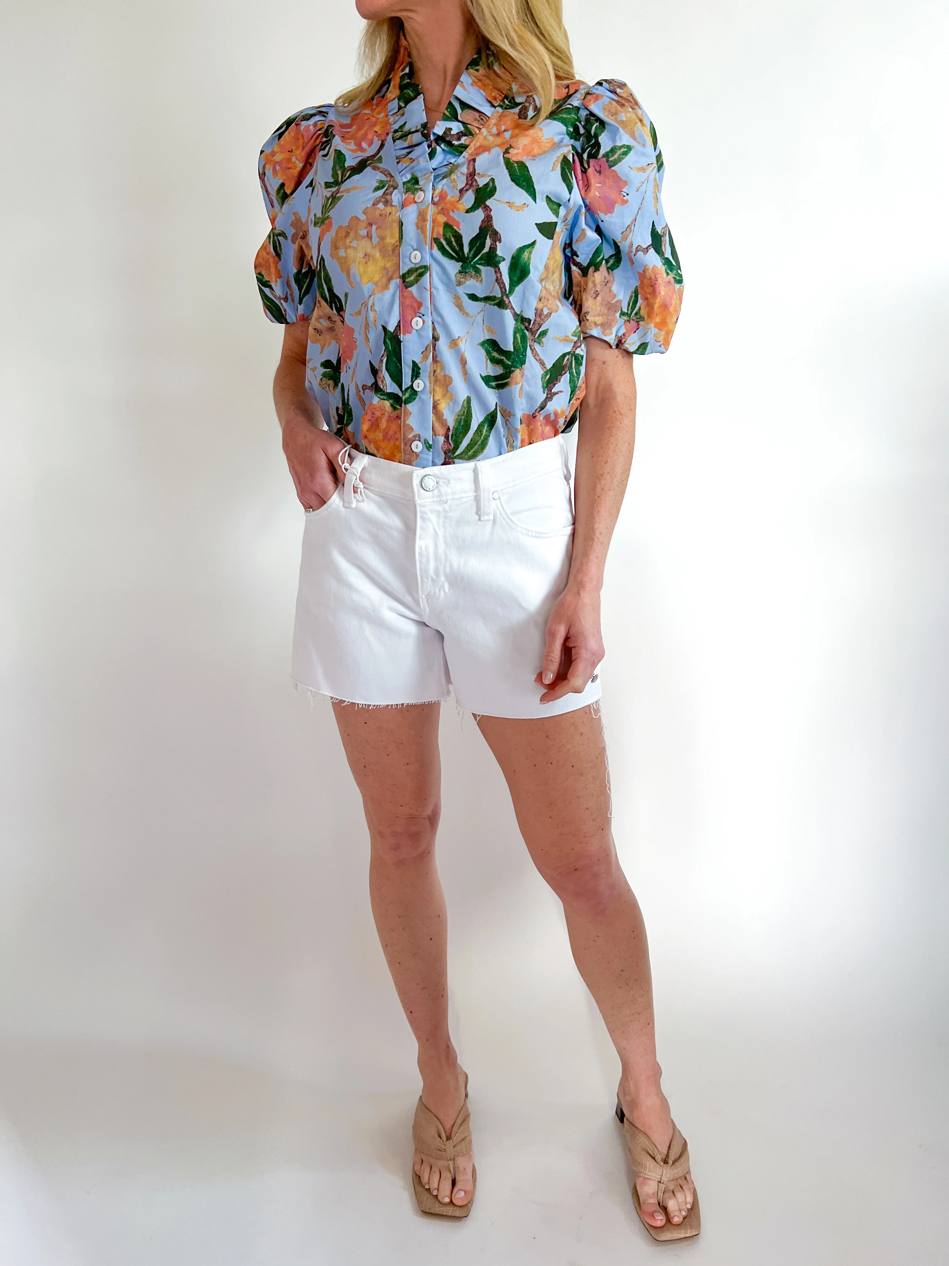 Floral Print Puff Sleeve Top - Image 2