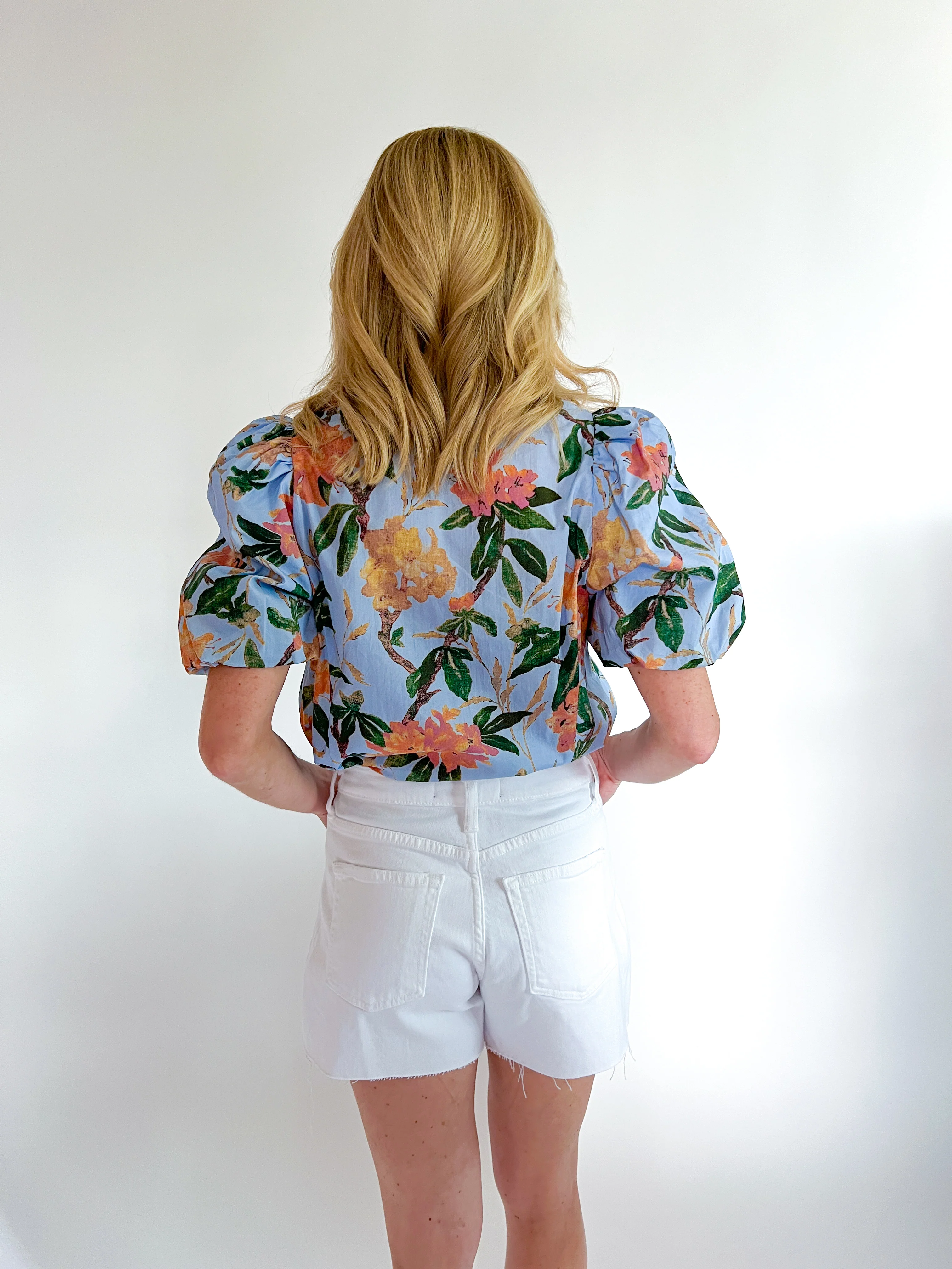 Floral Print Puff Sleeve Top - Image 3