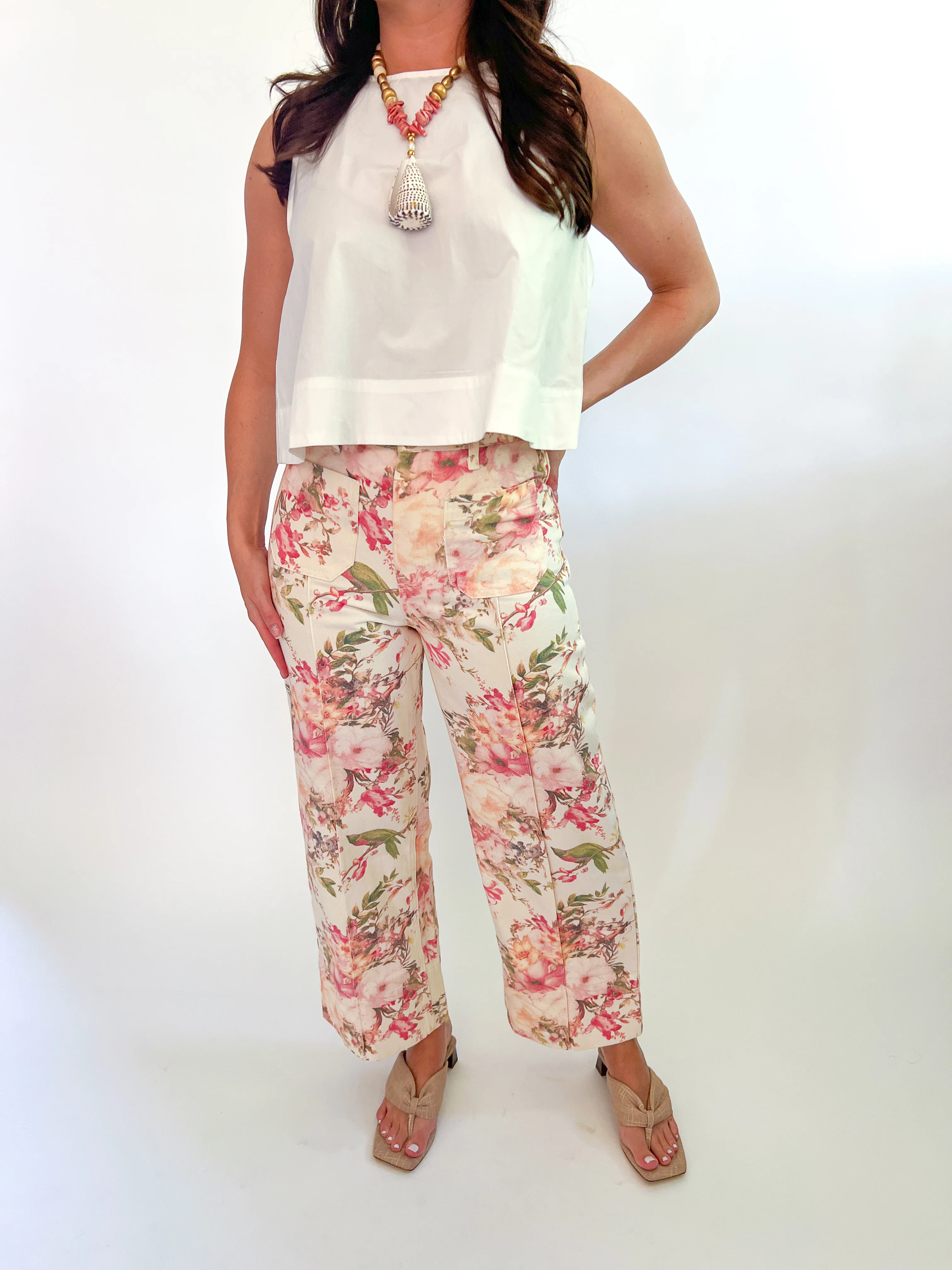 Floral Print Straight Leg Pants