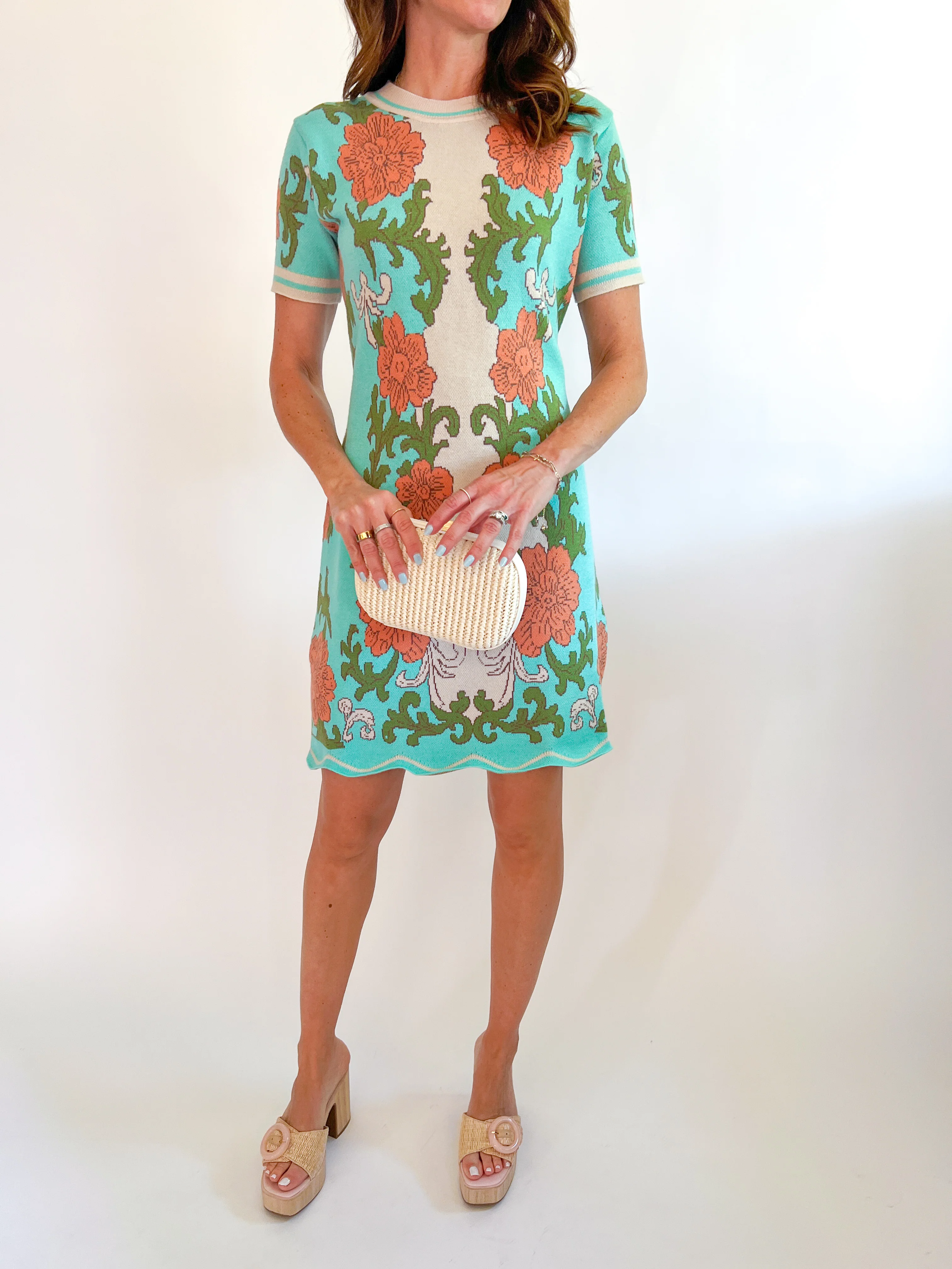 Floral Scalloped Edge Sweater Dress - Image 2