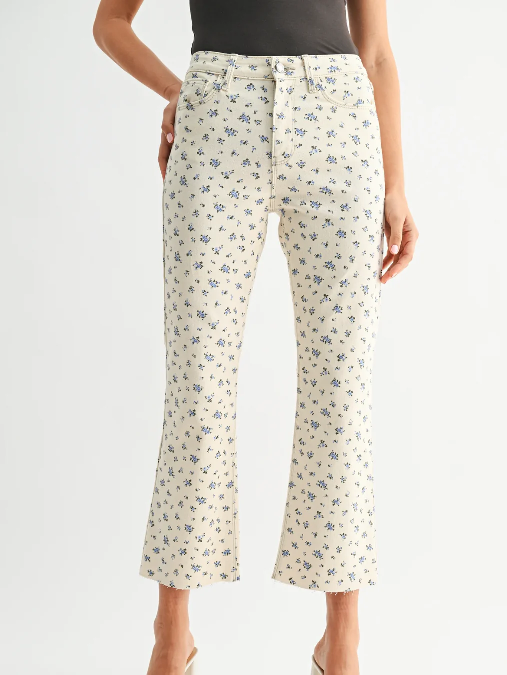 Flower Print Tonal Crop Flare