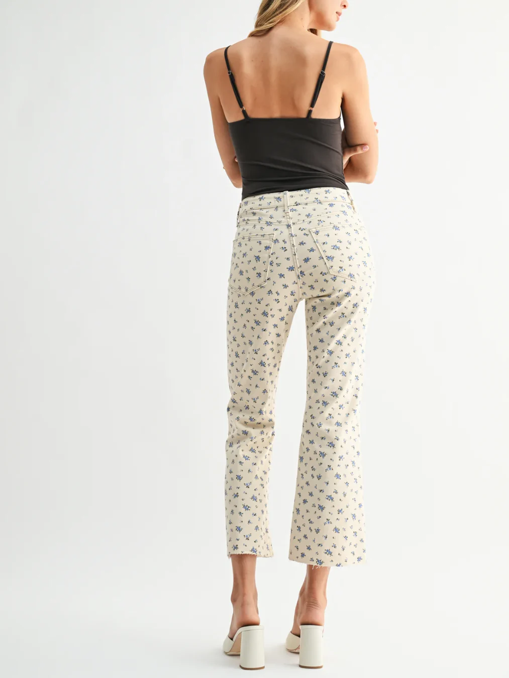Flower Print Tonal Crop Flare - Image 4