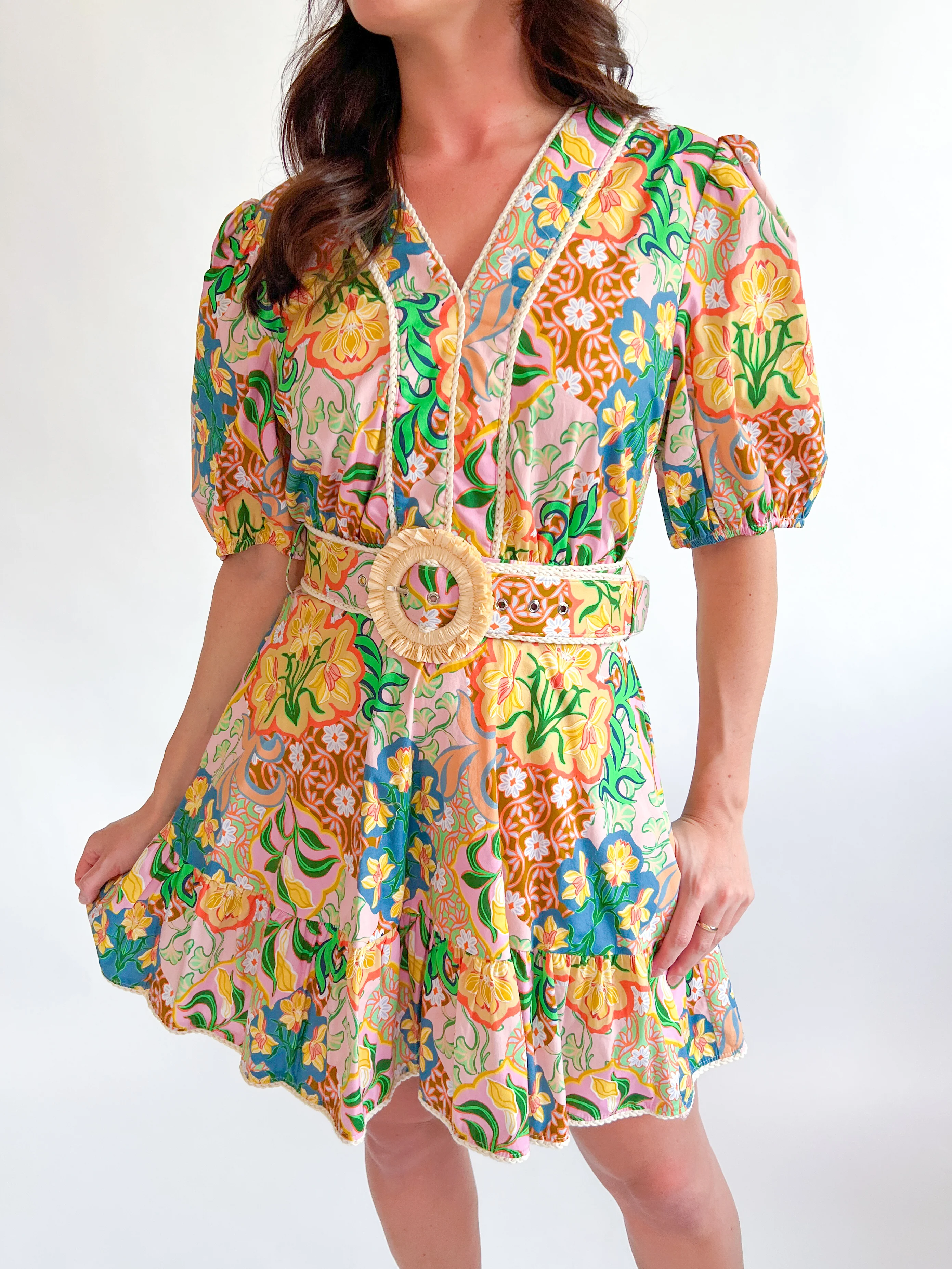Garden Party Belted Mini Dress