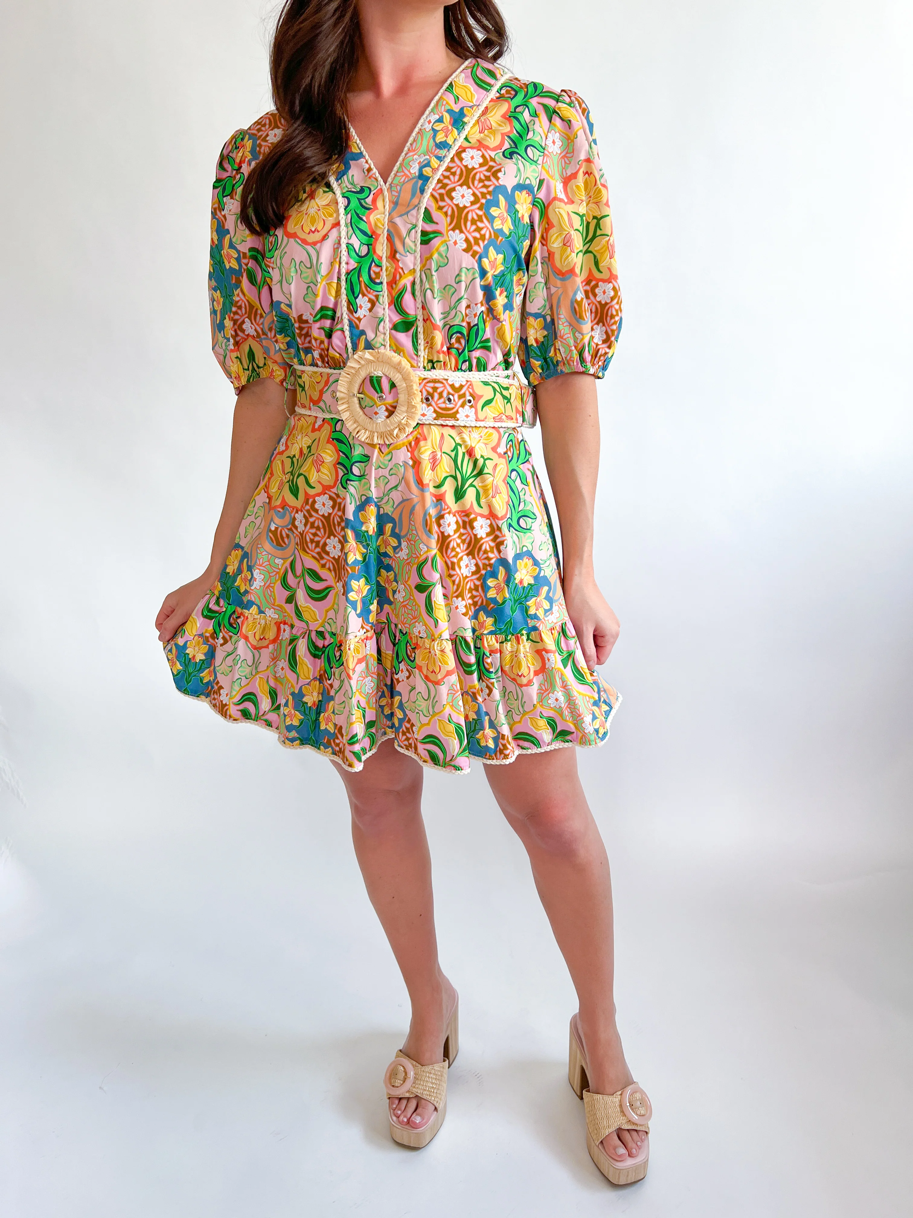 Garden Party Belted Mini Dress - Image 3
