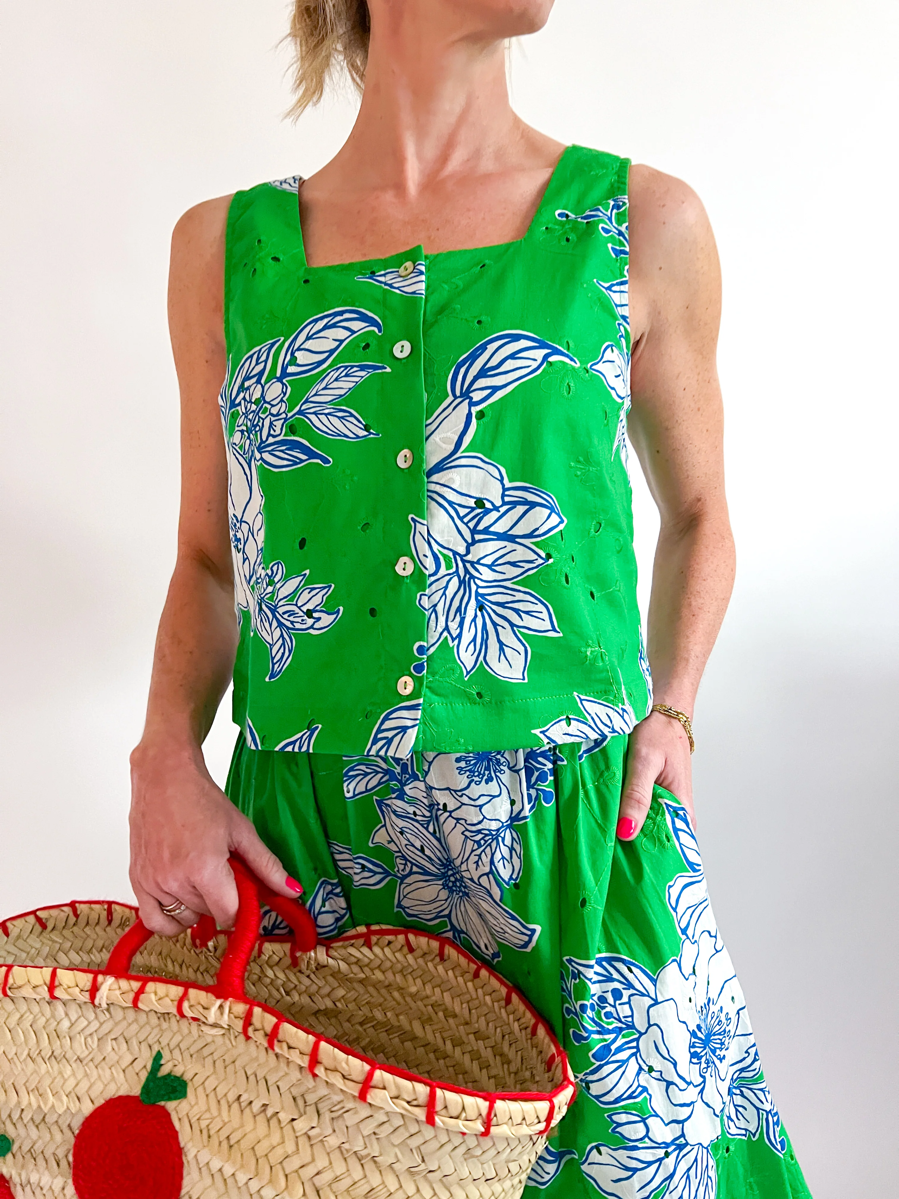 Eyelet Floral Skirt Set - Image 3