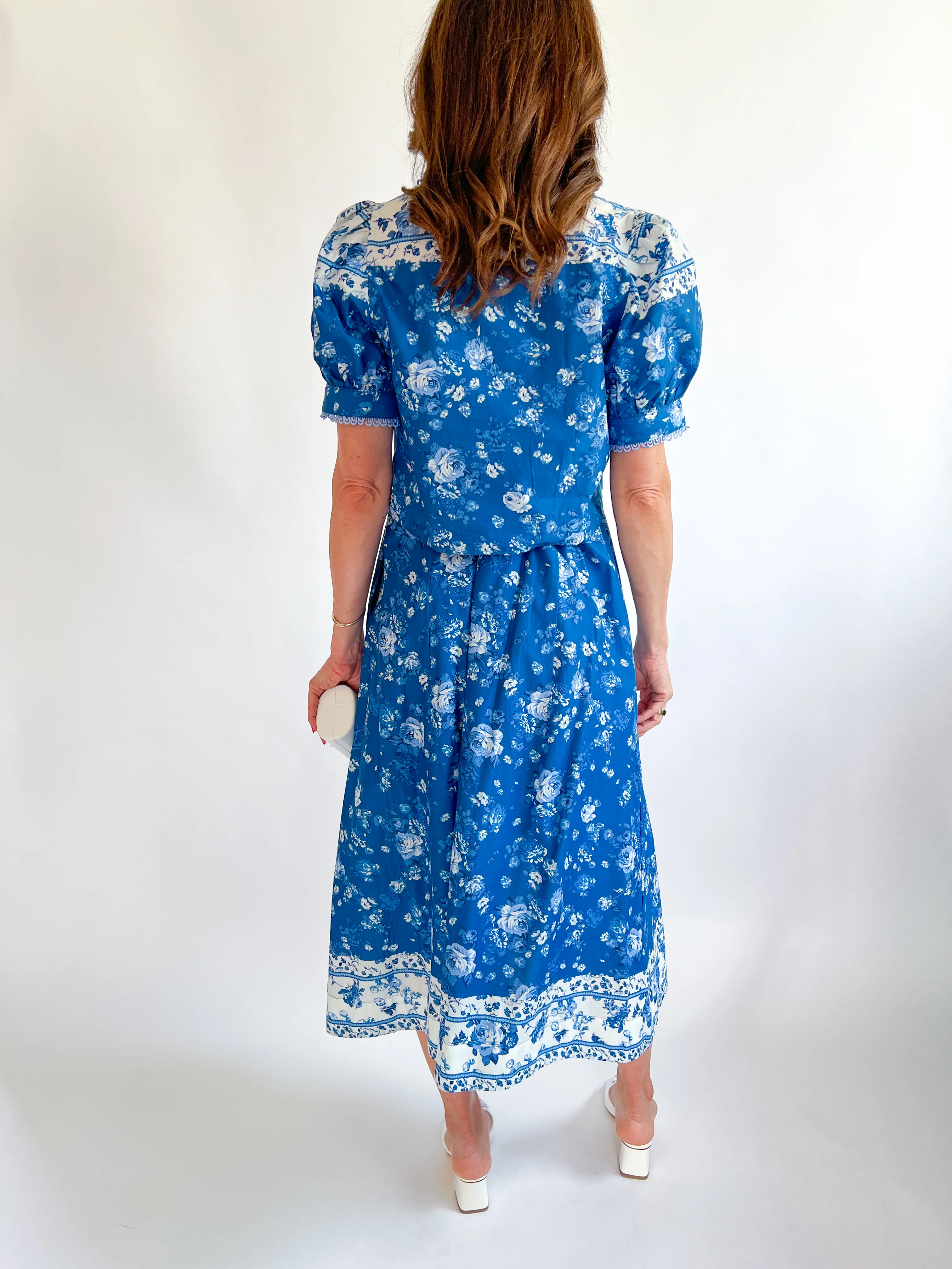 Indigo Floral Midi Skirt - Image 2