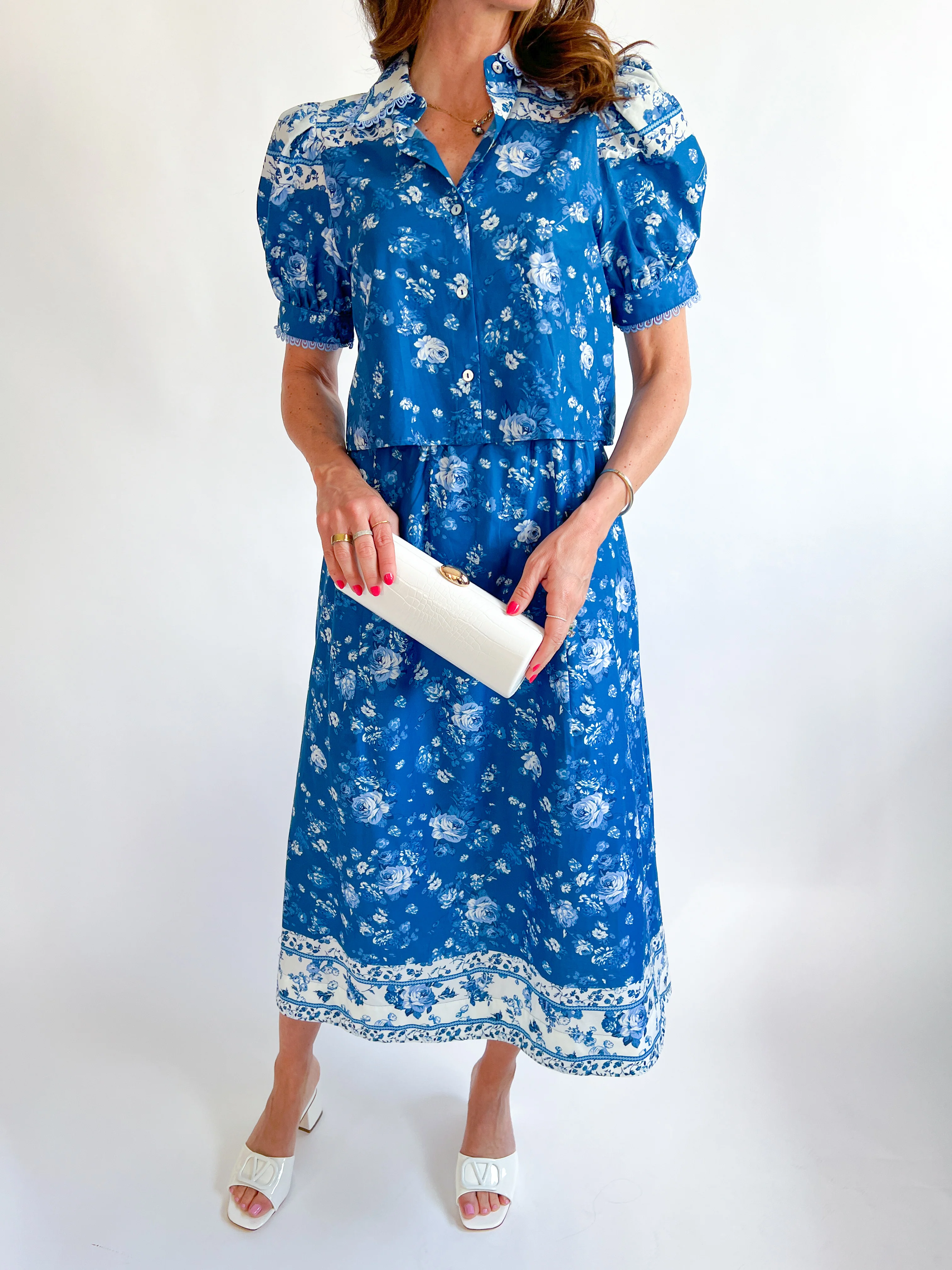 Indigo Floral Midi Skirt - Image 3
