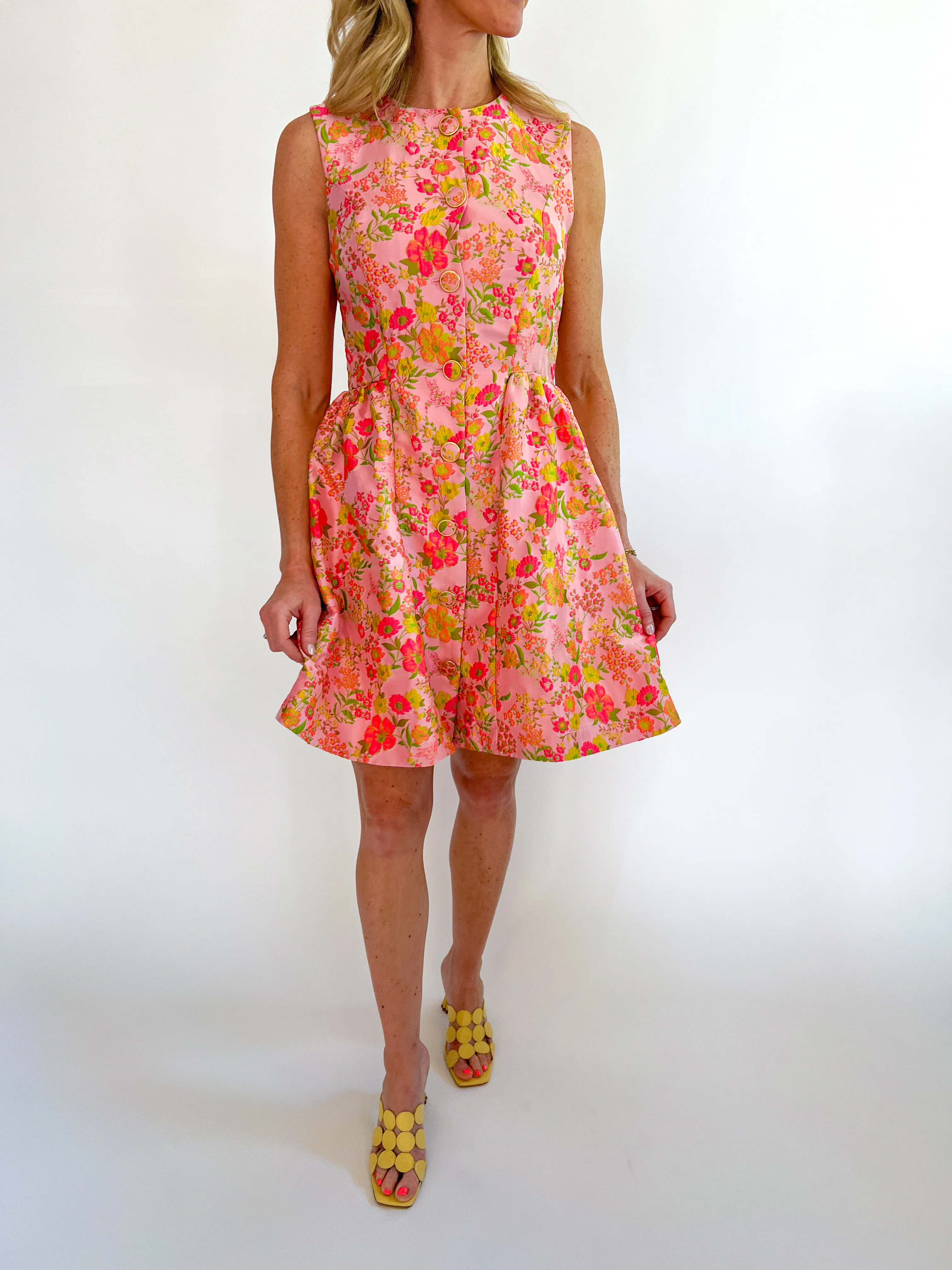 Jacquard Floral Mini Dress - Image 3