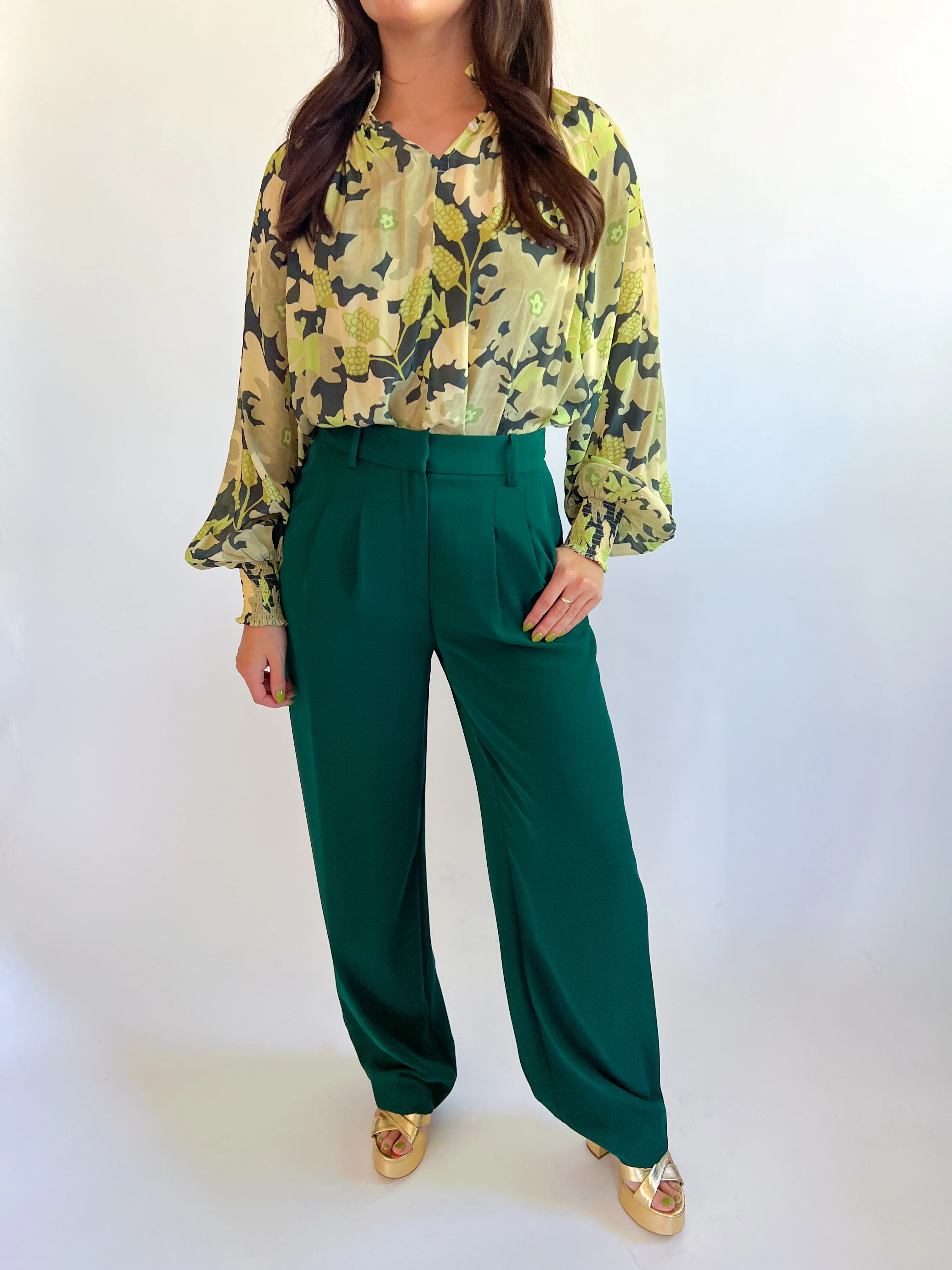 Jade High Neck Blouse - Image 2