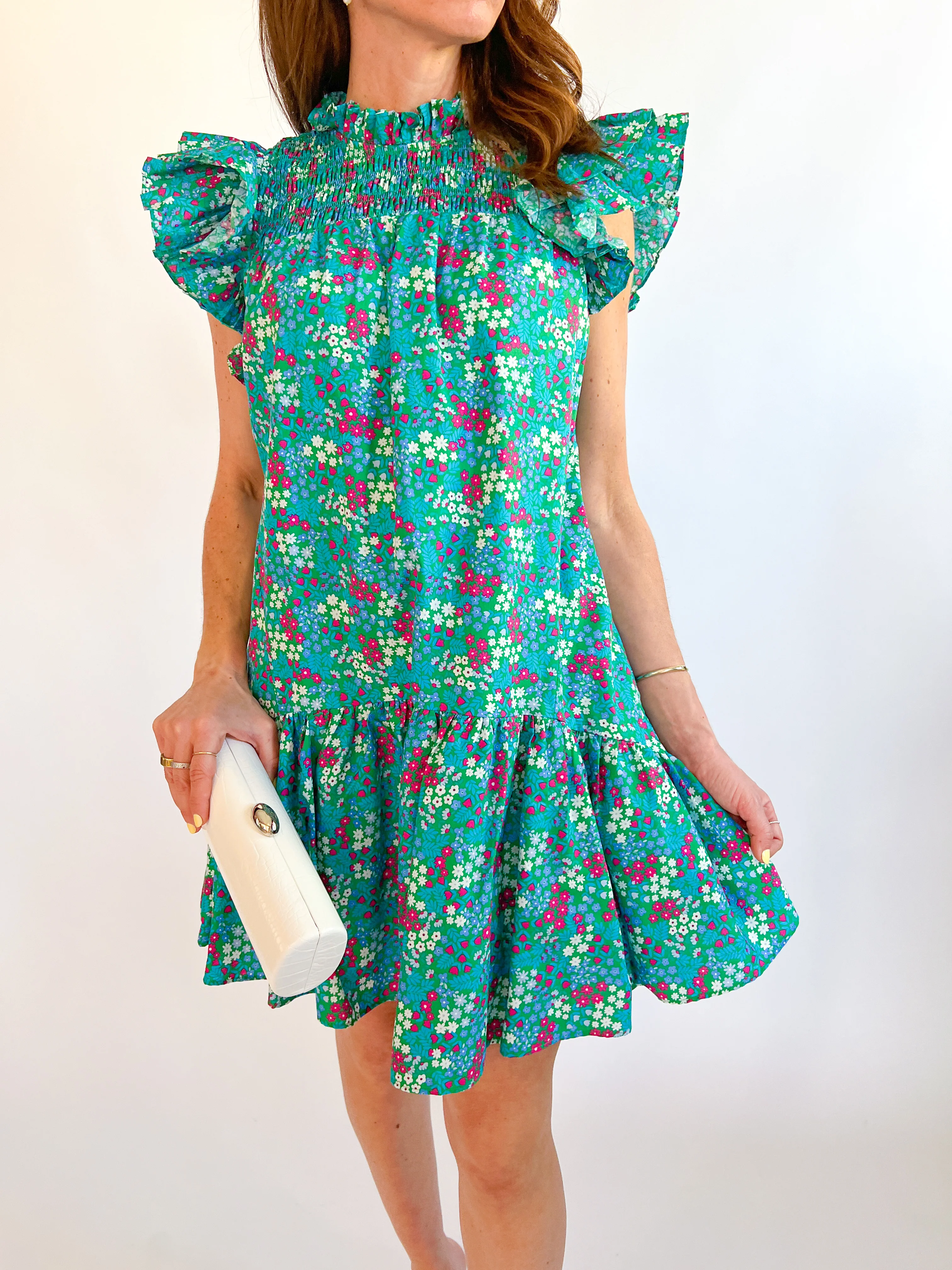 Karela Blossom Smocked Mini Dress