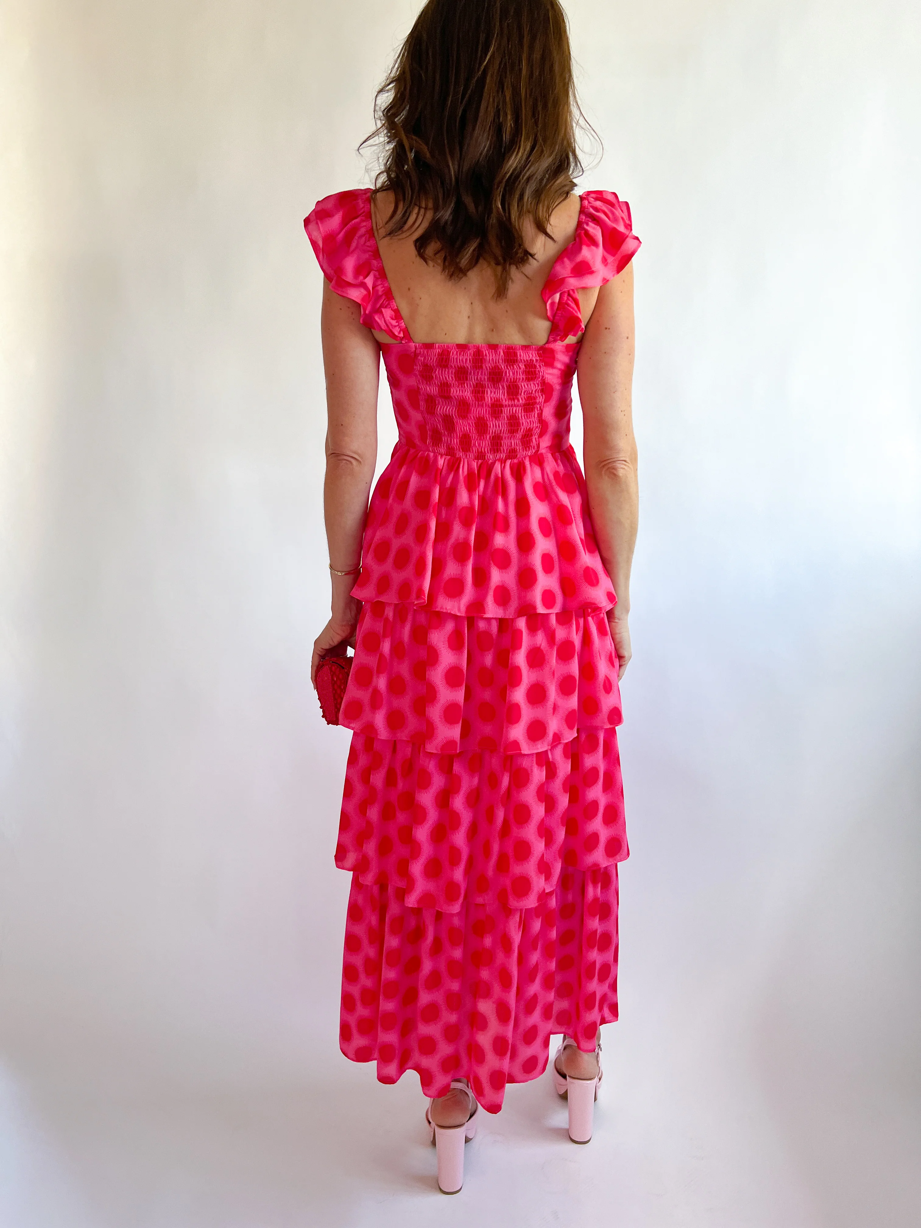 Keith Polka Dot Tiered Midi Dress - Image 3