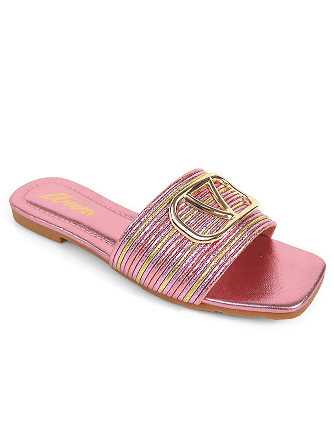 Kyra Metallic Stripe Buckle Slide Sandal - Image 2