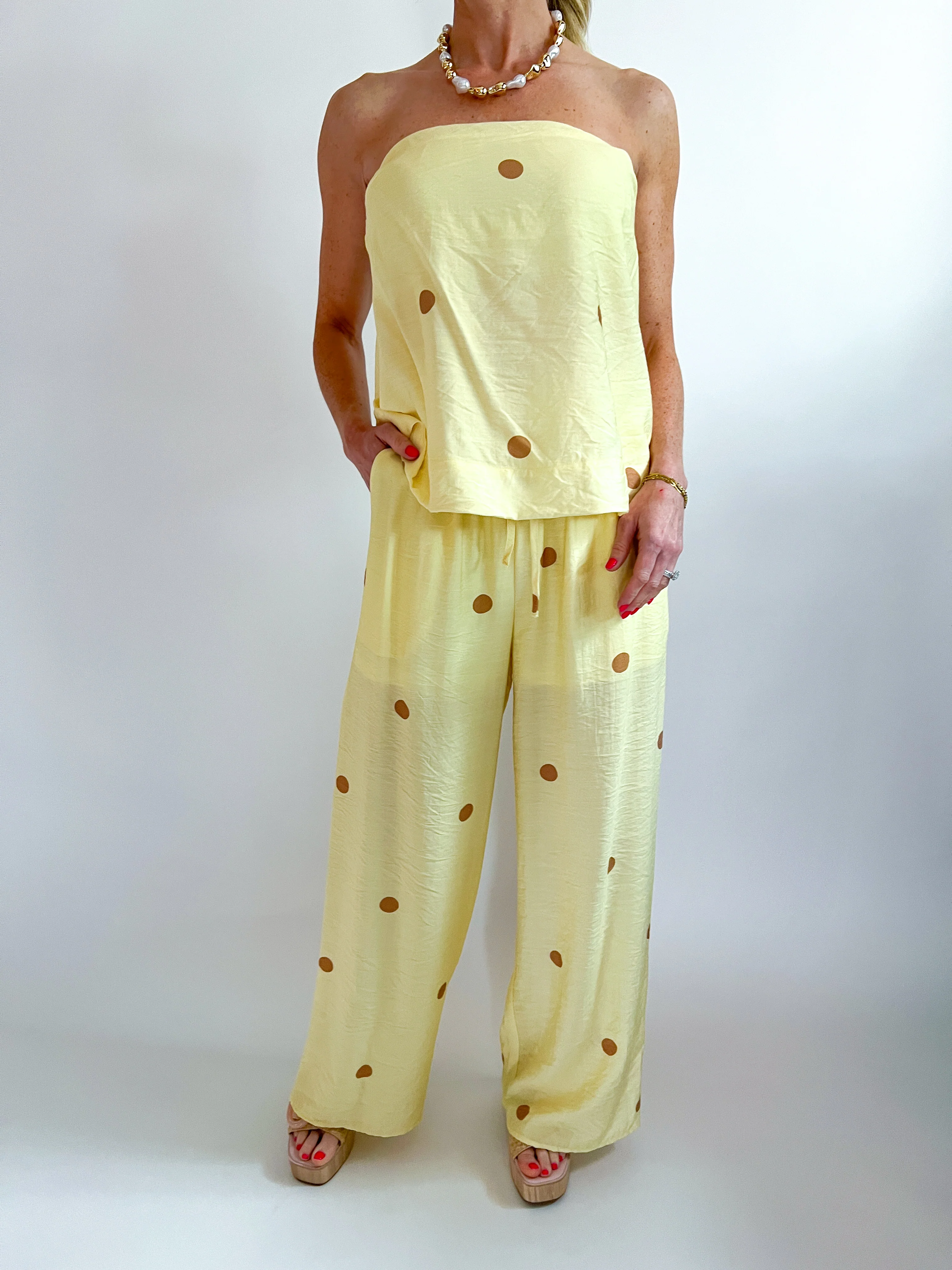 Lemon Polka Dot Pant Set