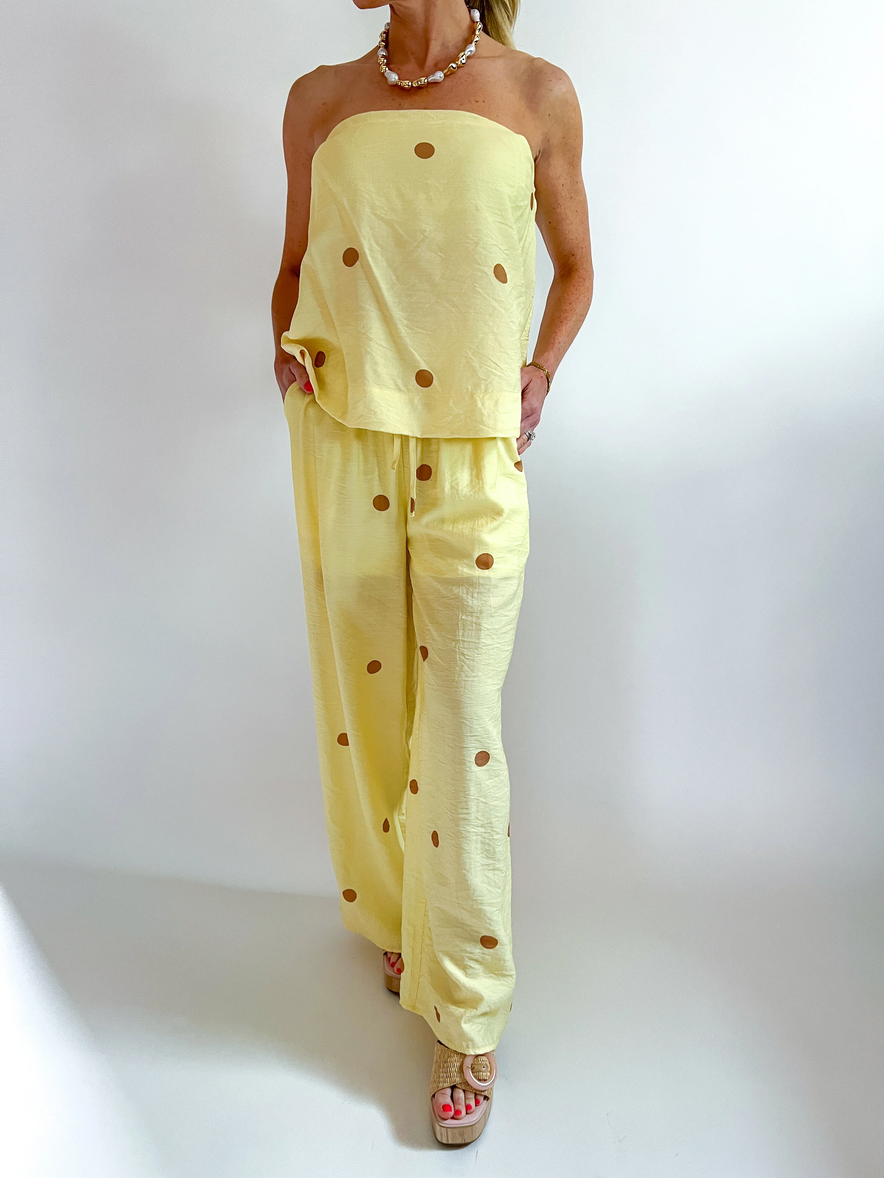 Lemon Polka Dot Pant Set - Image 4