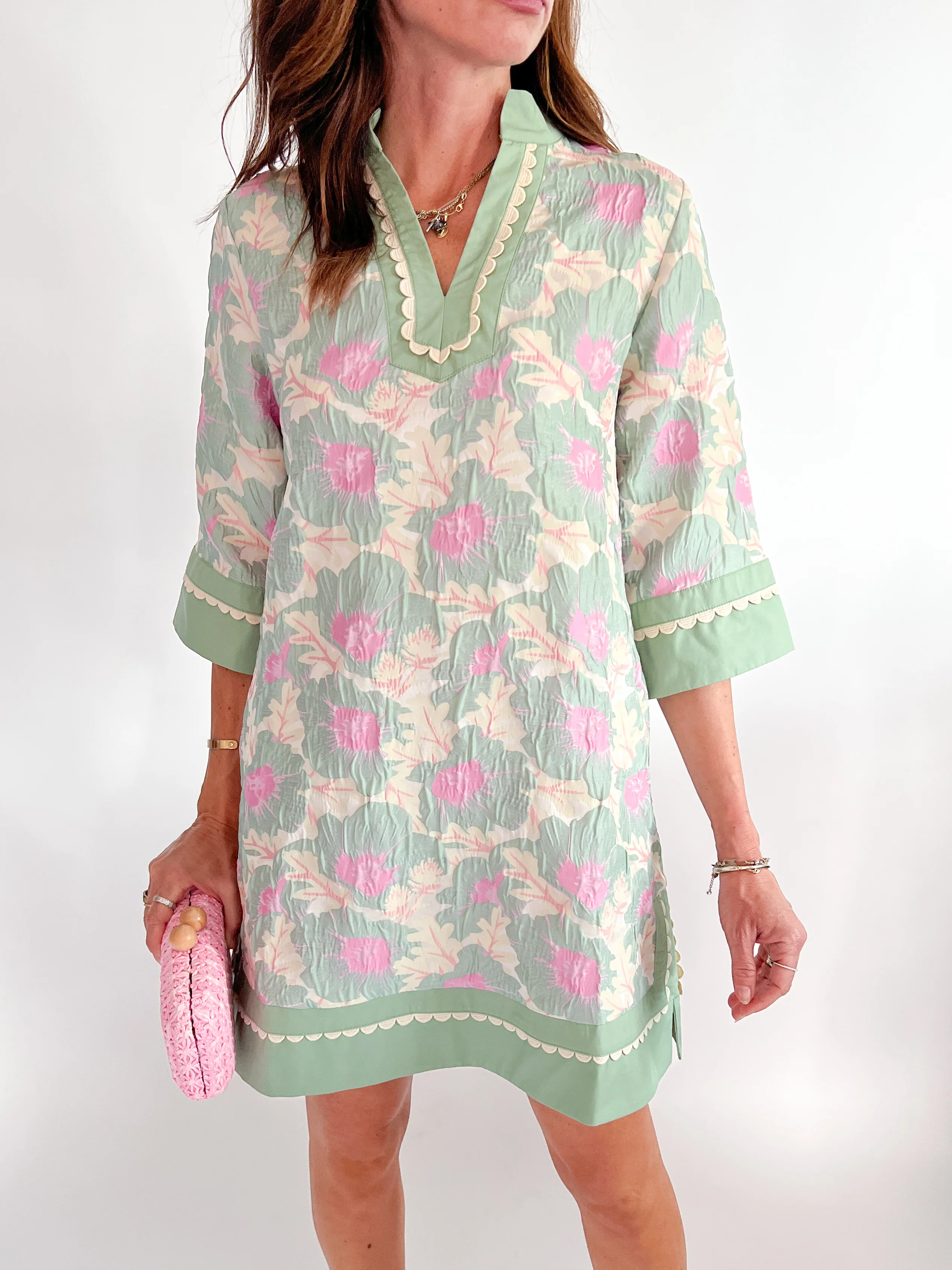 Floral Jacquard Sage Dresss