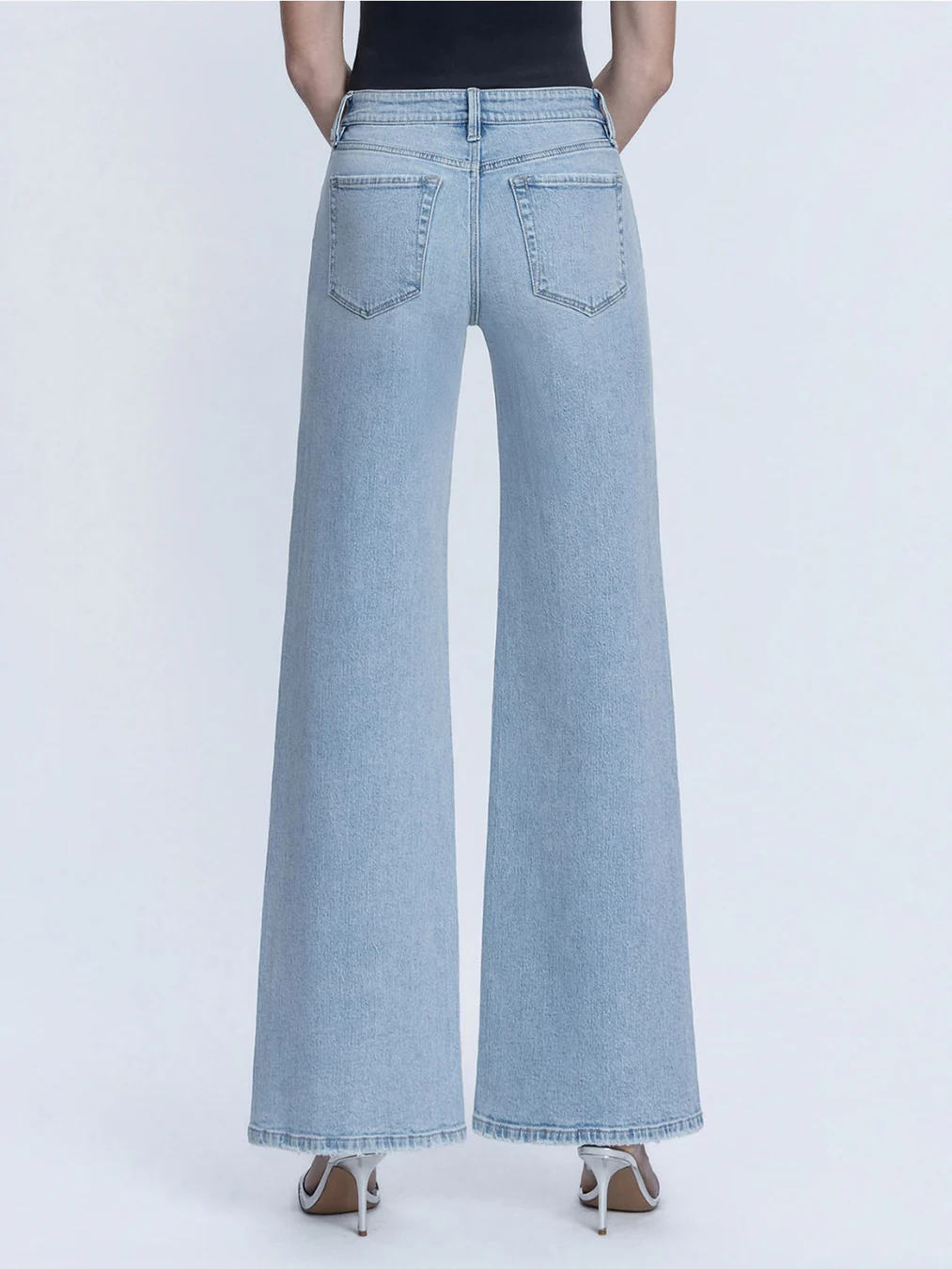 Mid Rise Full Length Light Wash Wide Jeans - Image 2