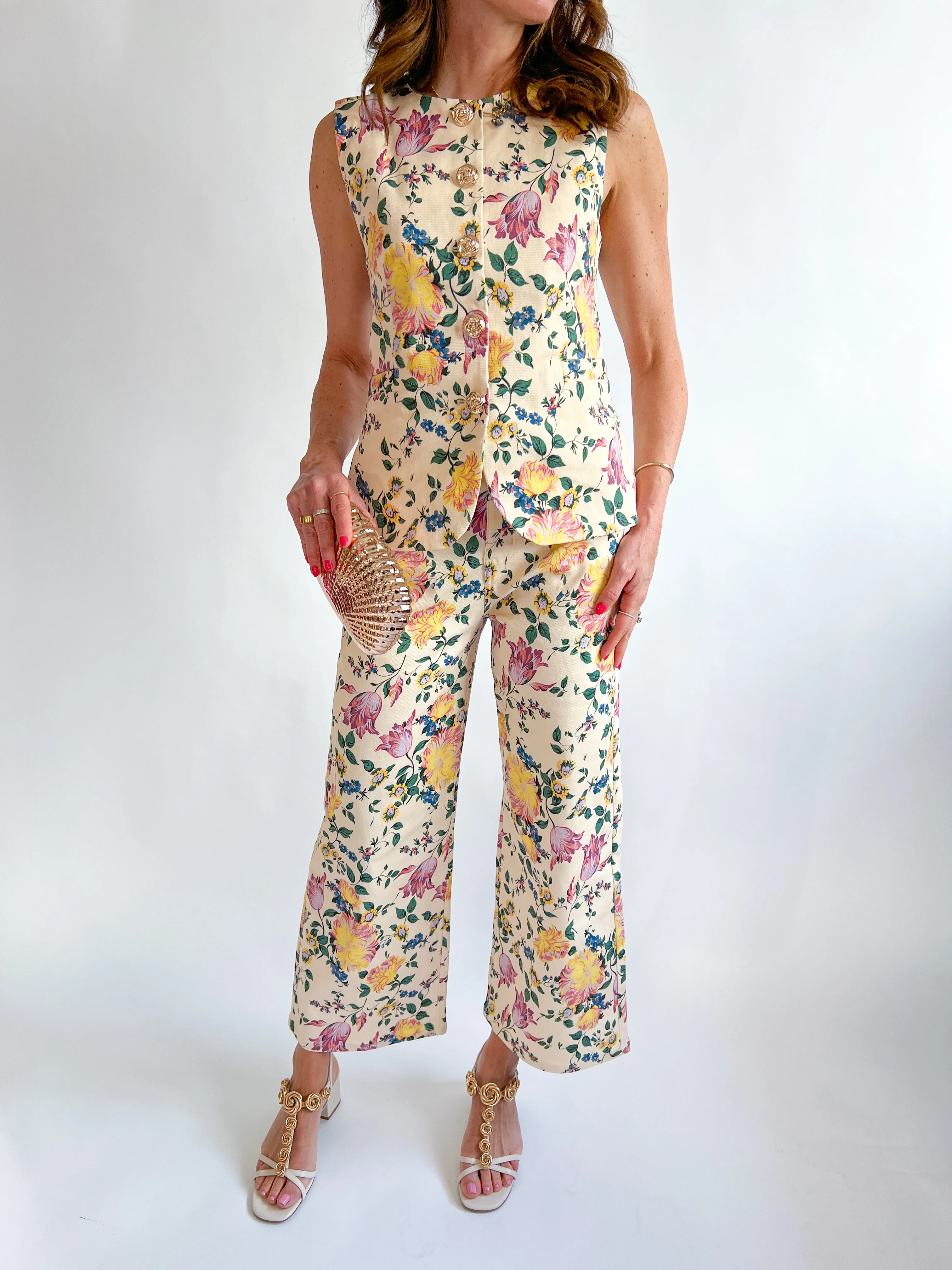 Multi Floral Wide Leg Pant