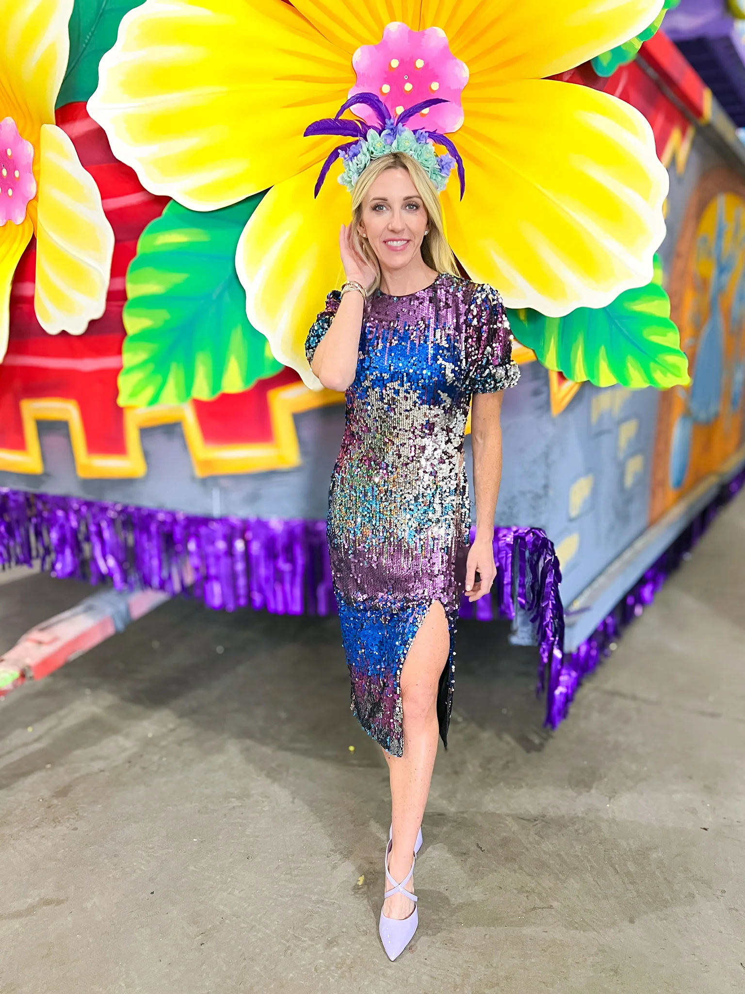 Navette Short Sleeve Sequin Midi Dress - Image 2