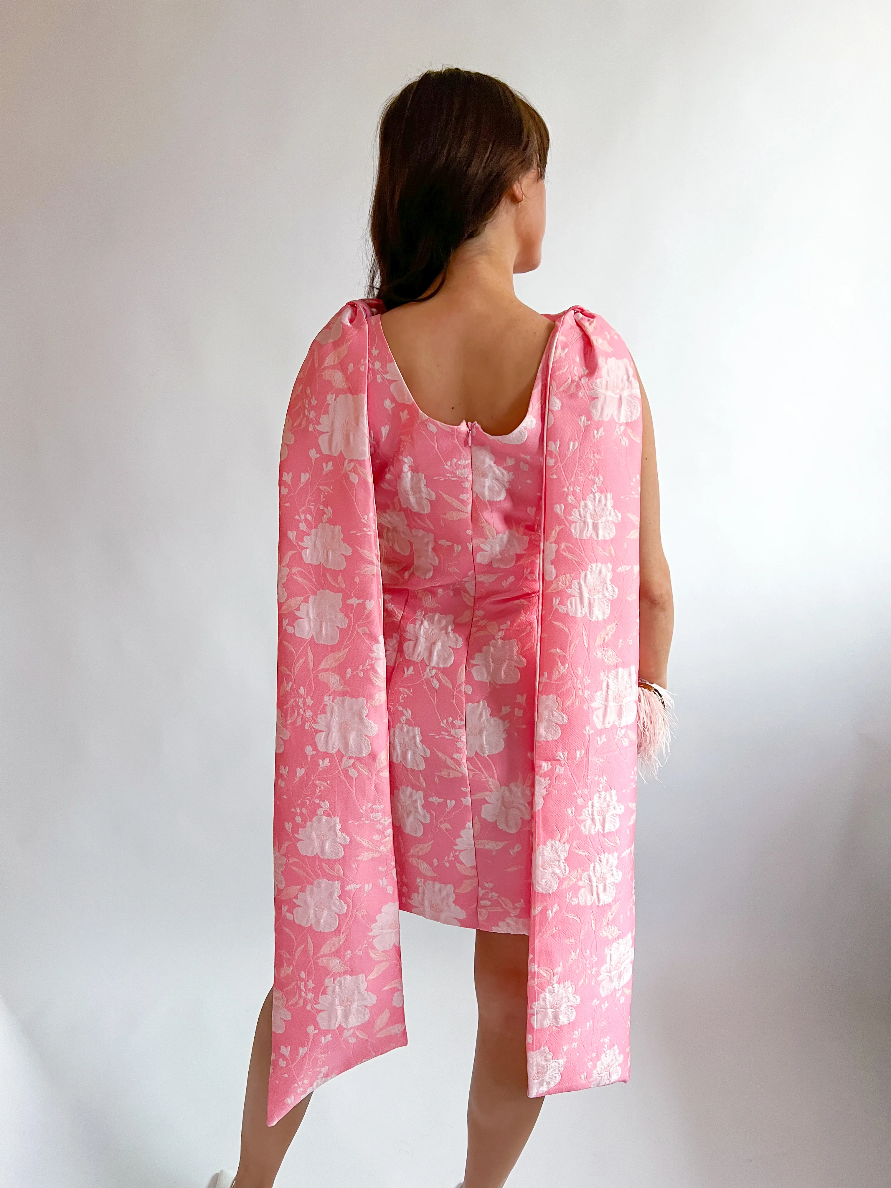 Nicole Jacquard Bow Sash Mini Dress - Image 4