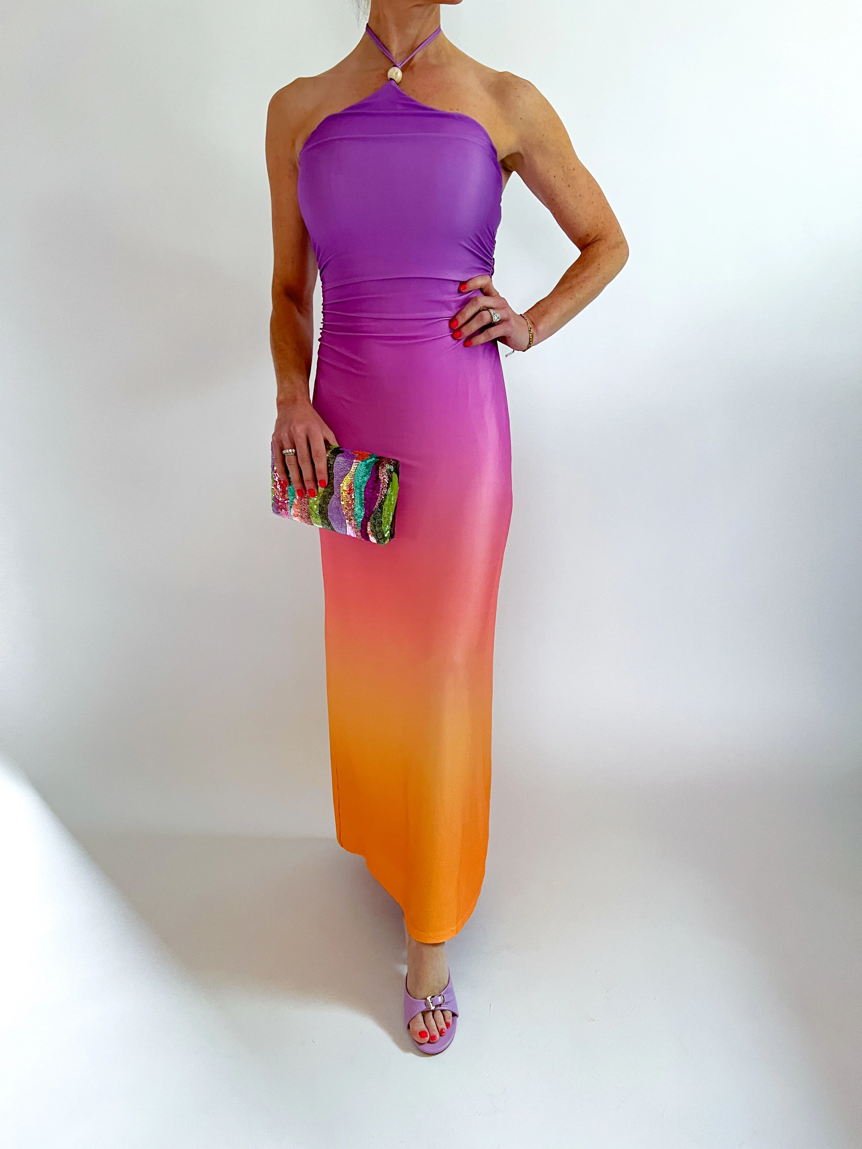 Ombre Halter Bead Maxi Dress - Image 2