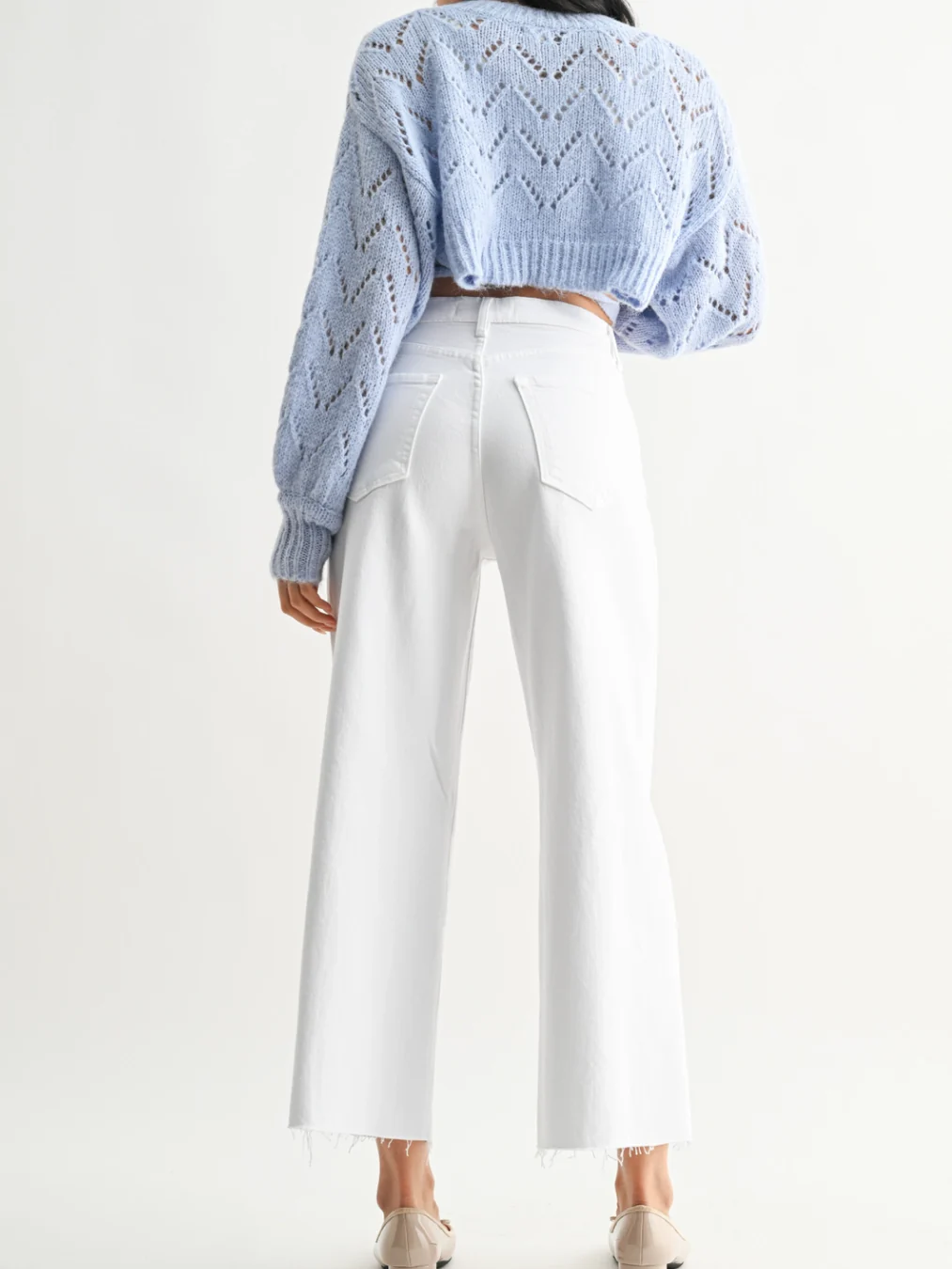 Optic White Scissor Cut Wide Leg - Image 4