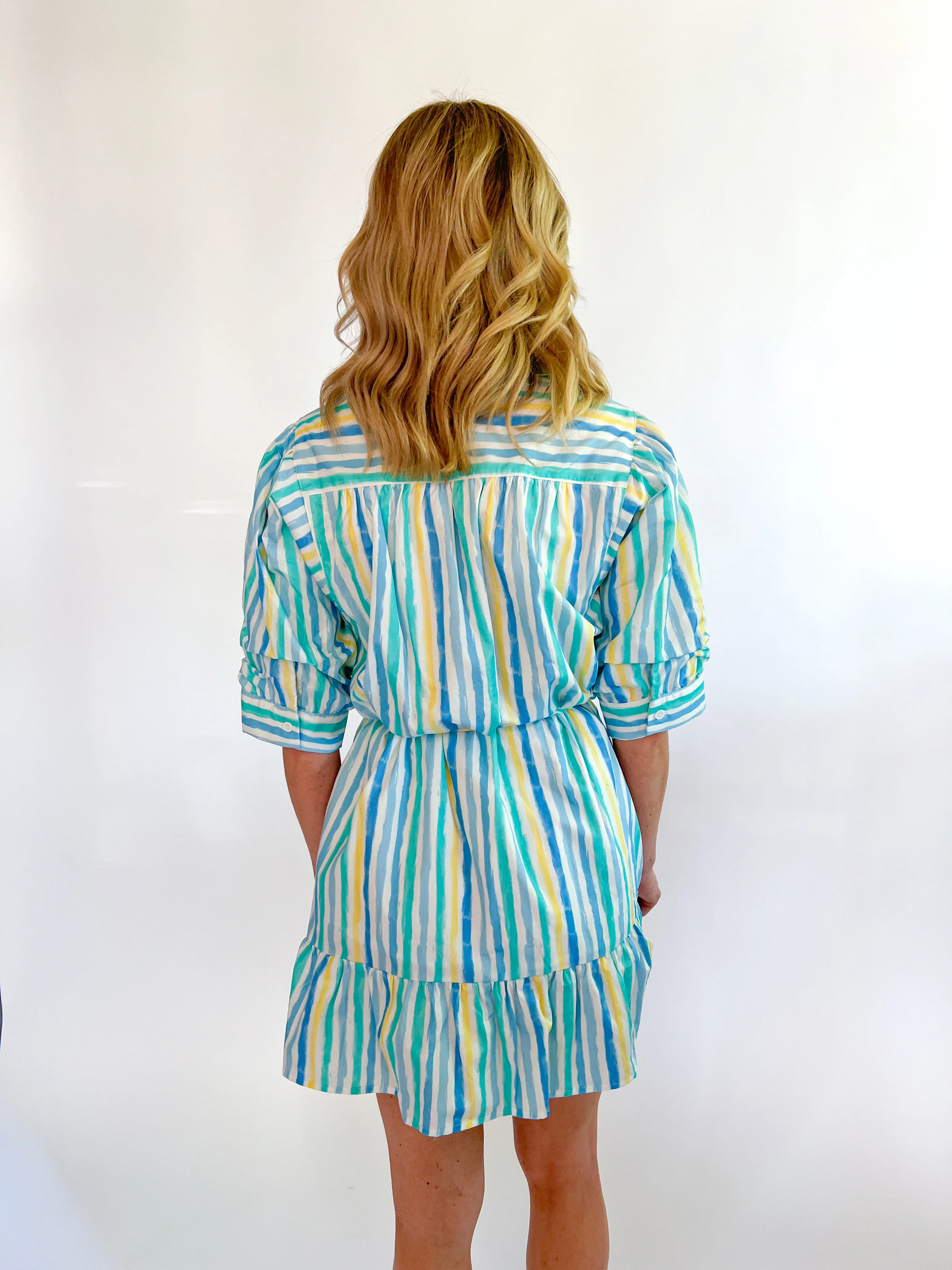 Pastel Stripe Tie Waist Mini Dress - Image 2