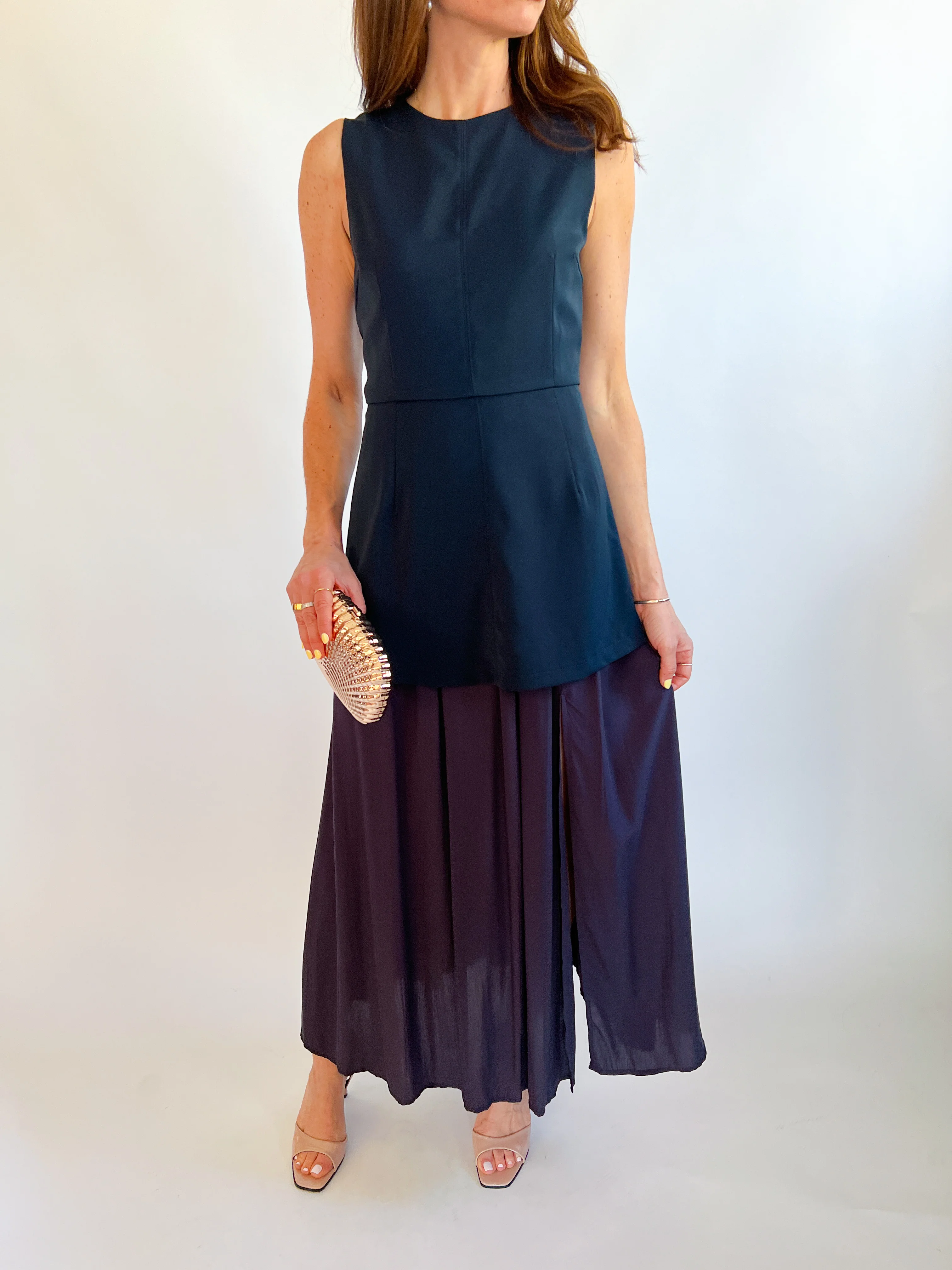 Peplum Waist Pleated Midi Dress