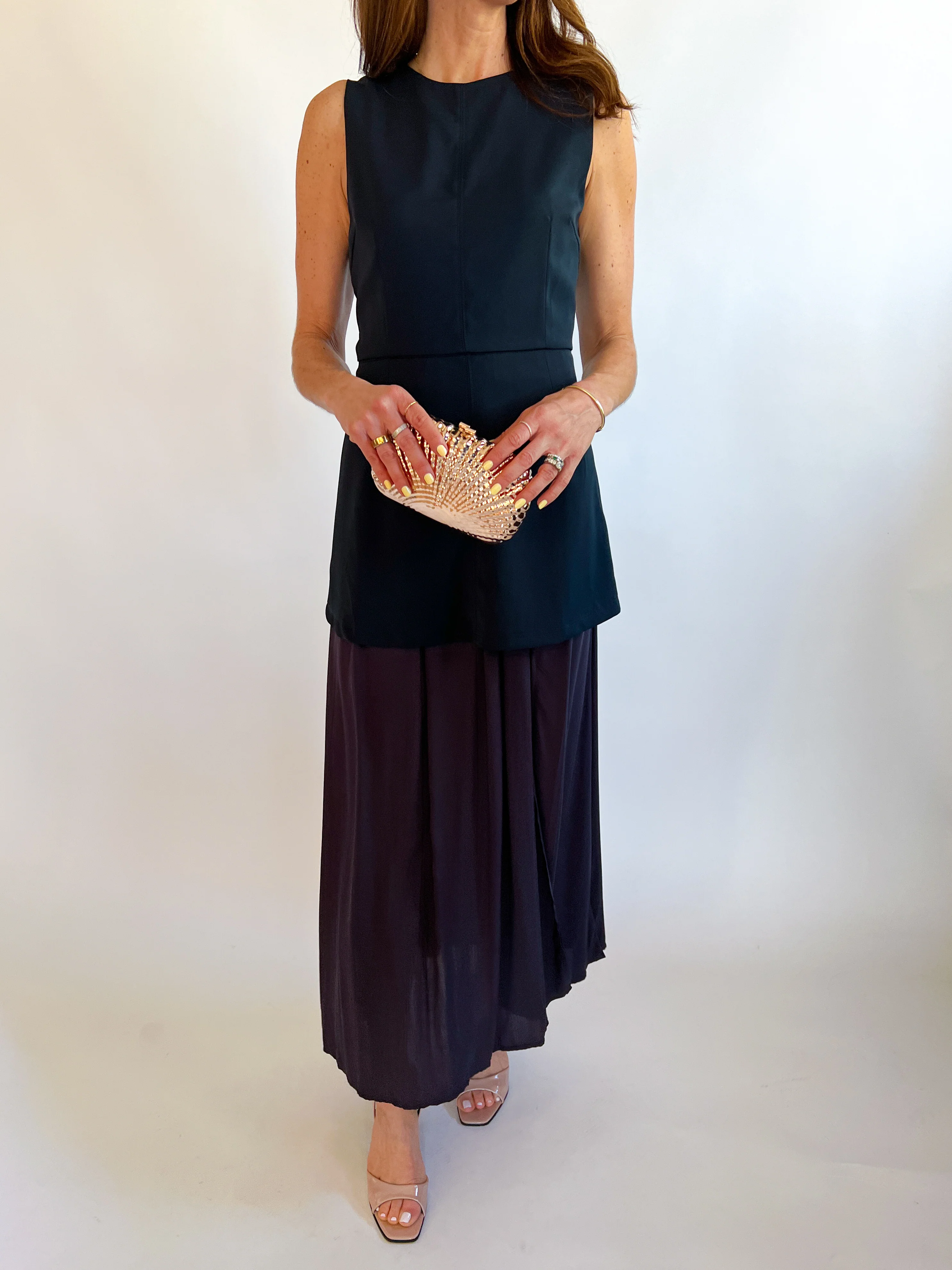 Peplum Waist Pleated Midi Dress - Image 2