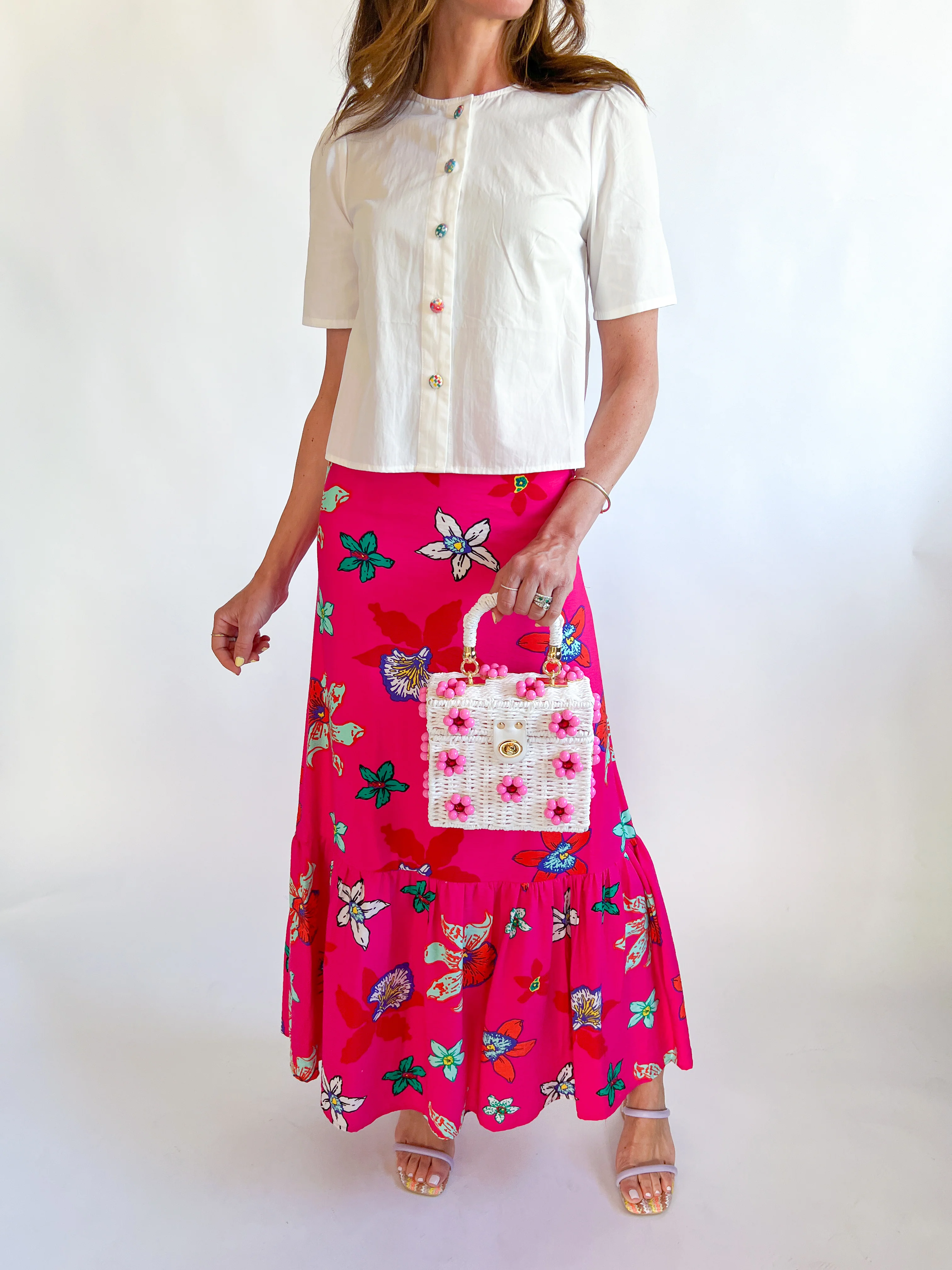 Pink Floral Maxi Skirt