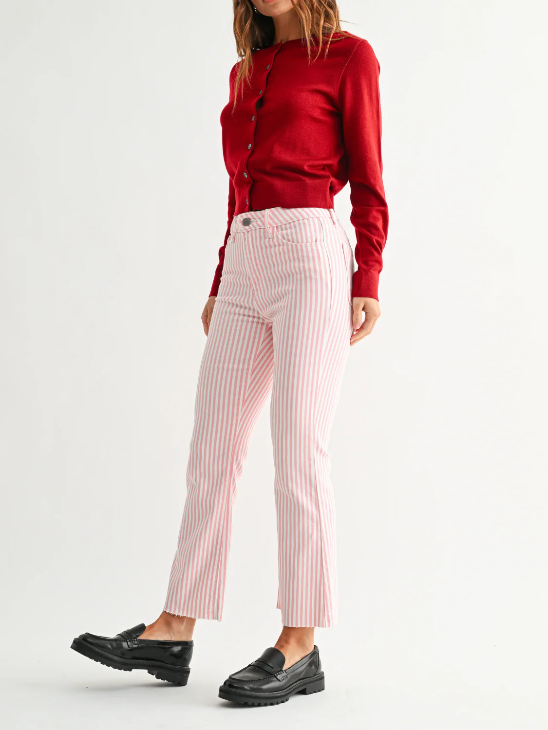 Pink Stripe Tonal Crop Flare - Image 3