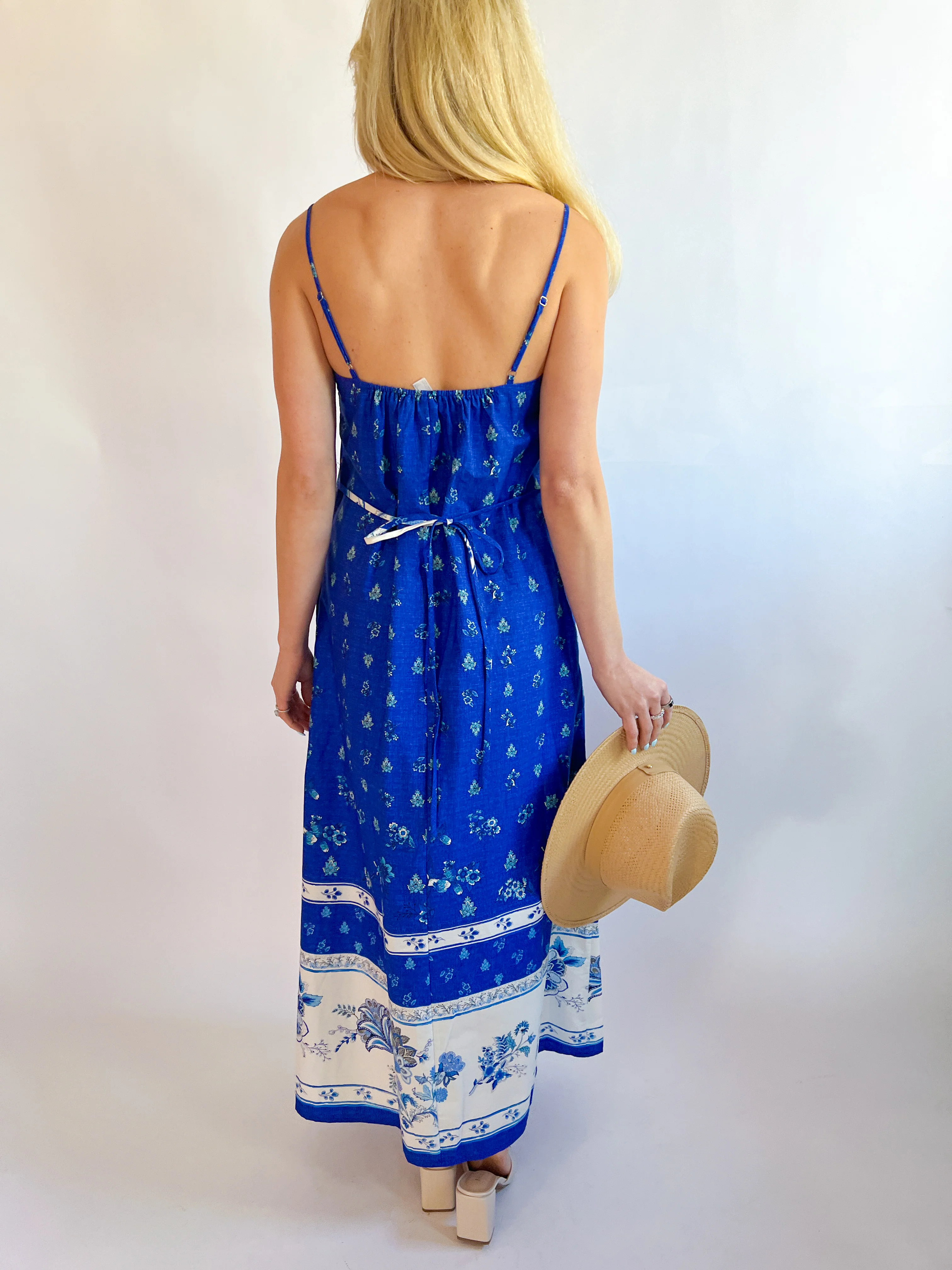 Pleated Floral Print Sleeveless Maxi Dress - Image 2