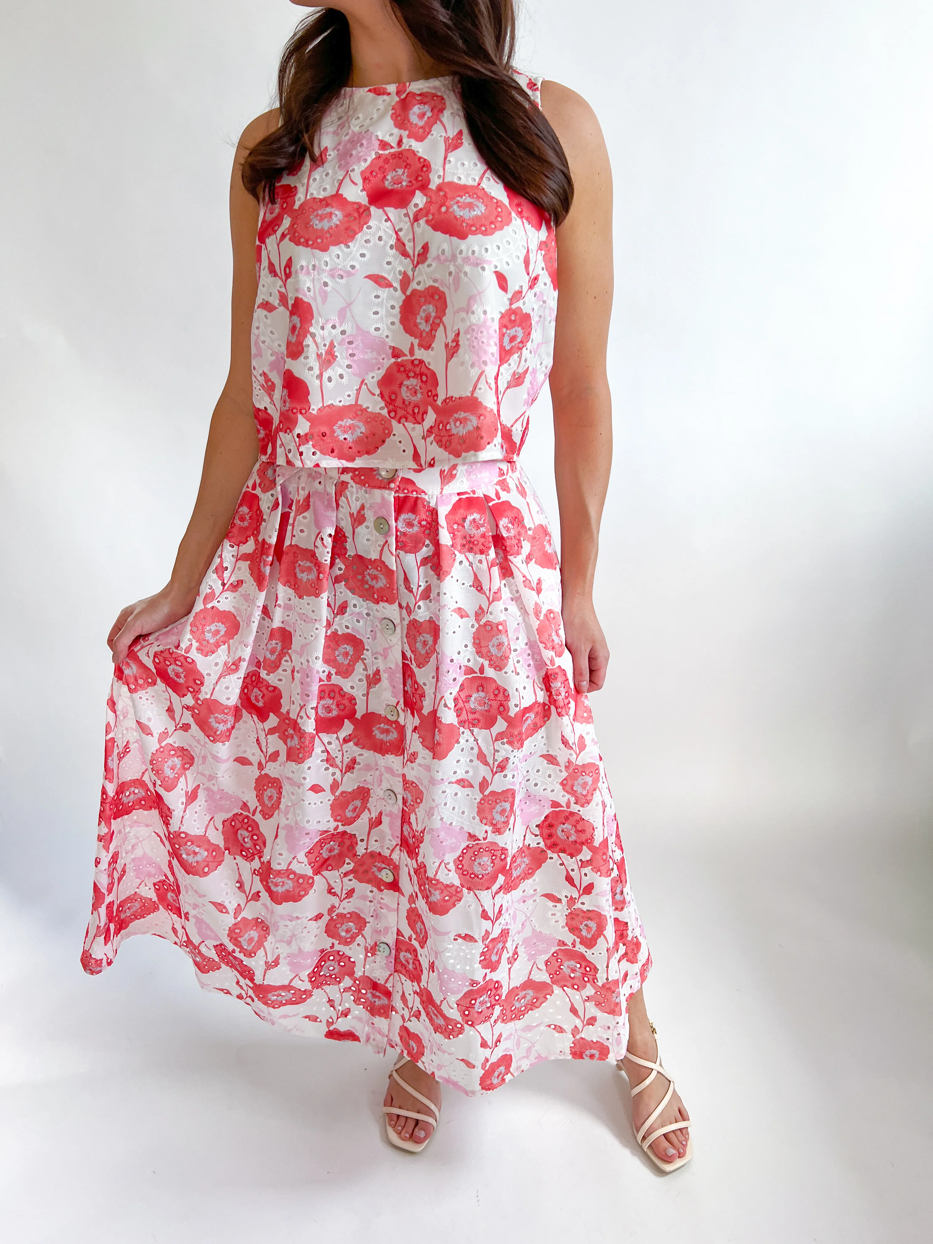 Poppy Eyelet Midi Skirt - Image 3