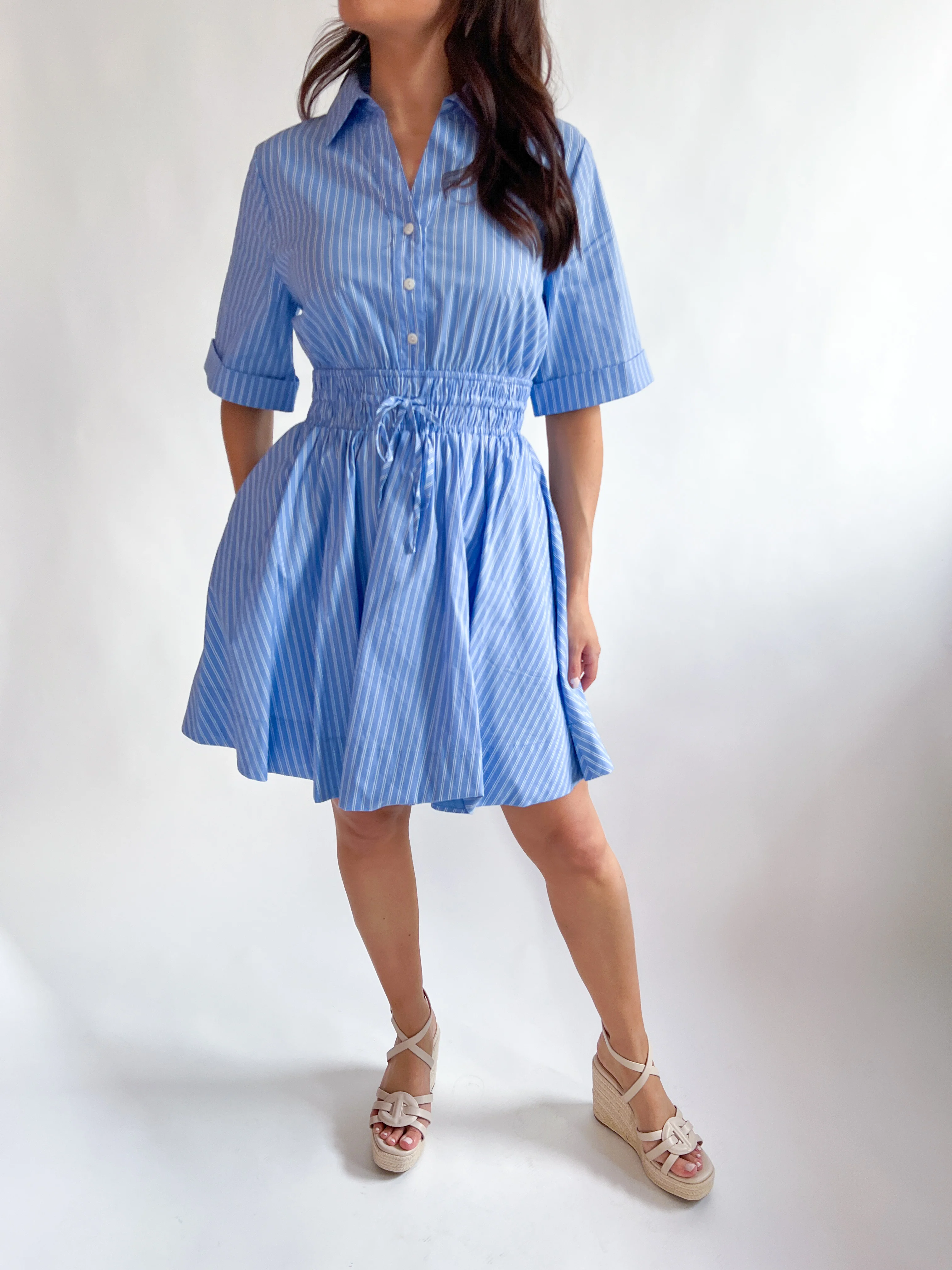 Stripe Short Sleeve Shirt Dress - Image 2