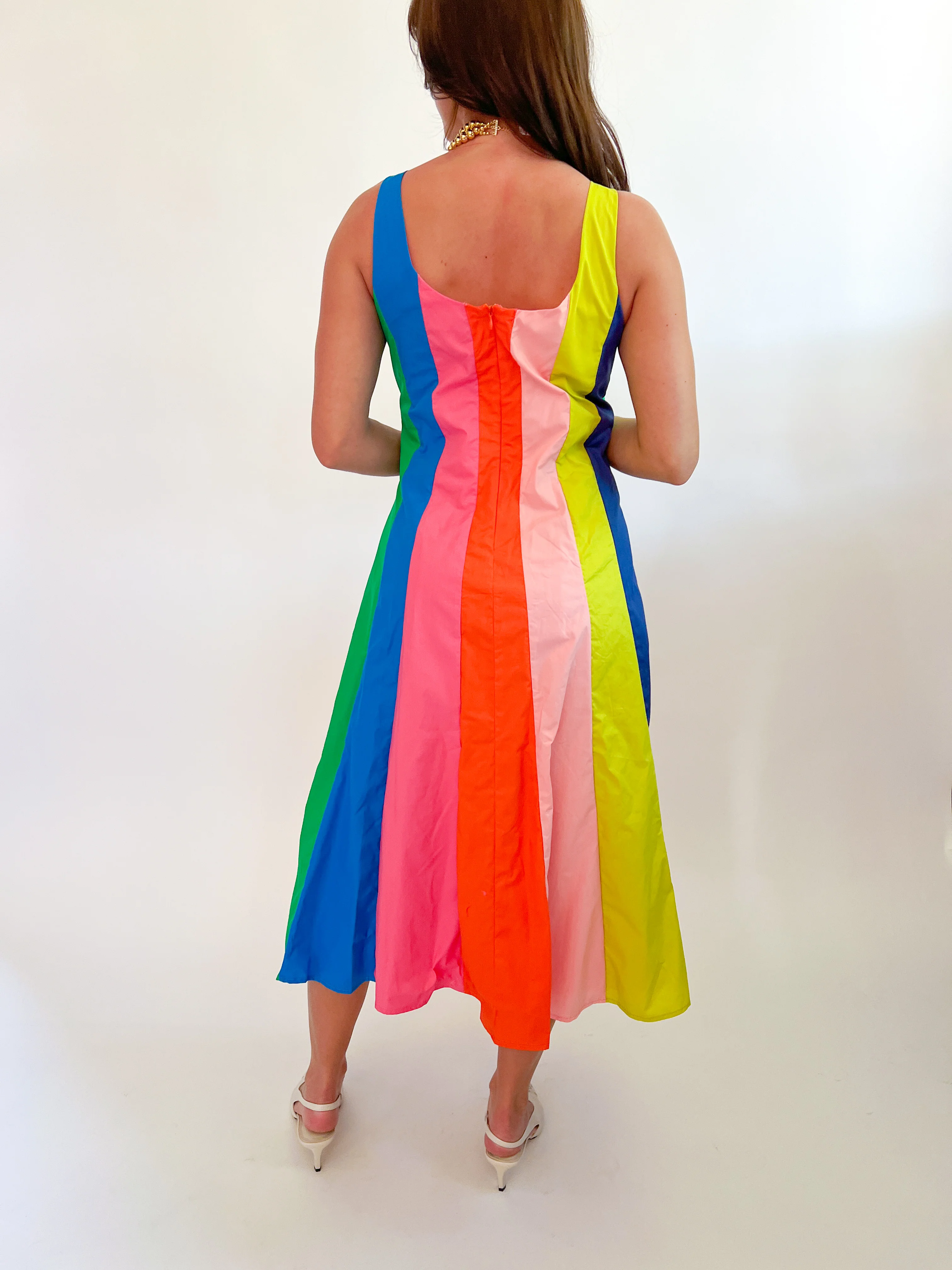 Rainbow Colorblock Midi Dress - Image 2