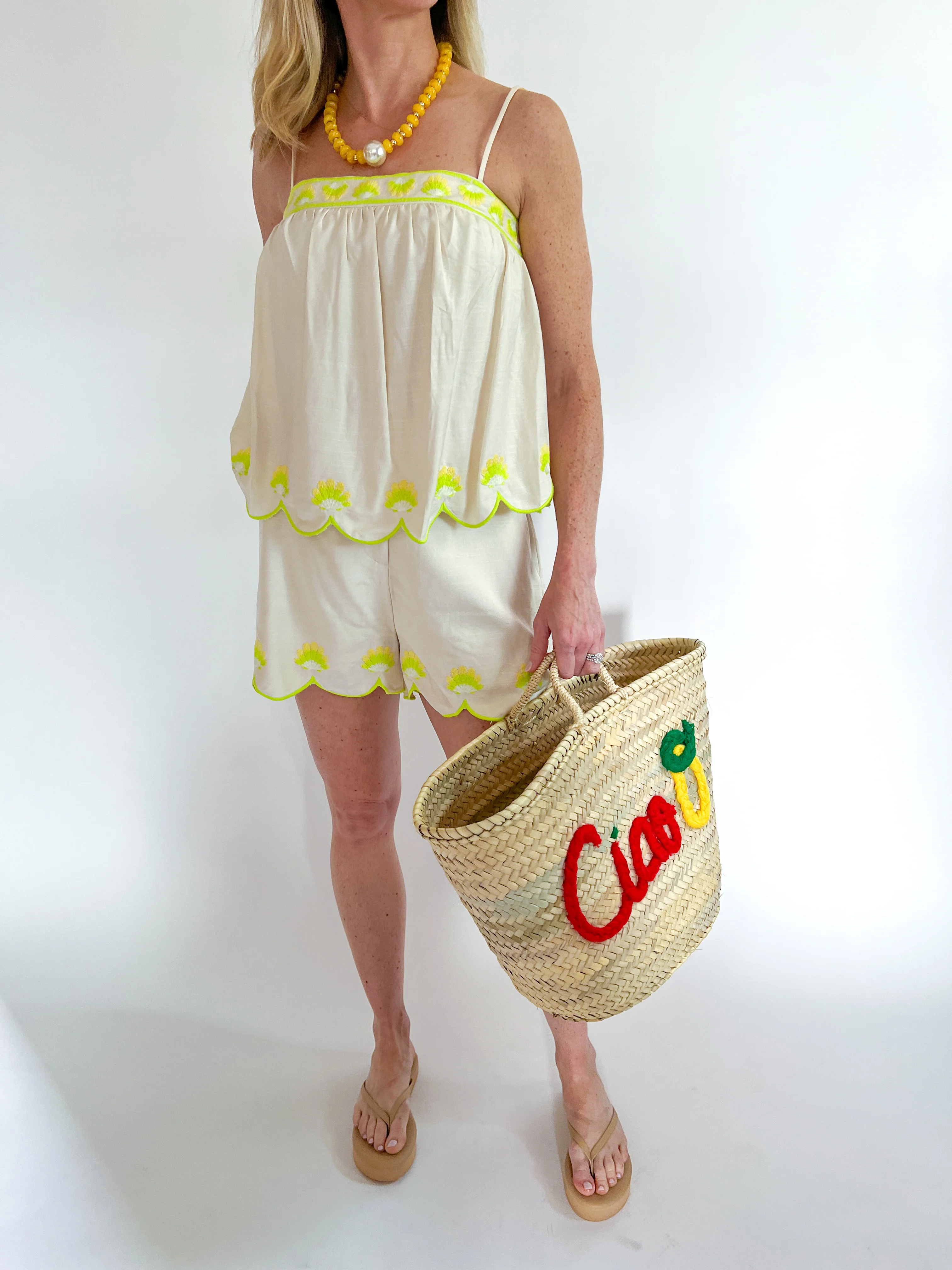 Seashell Embroidery Short Set - Image 2