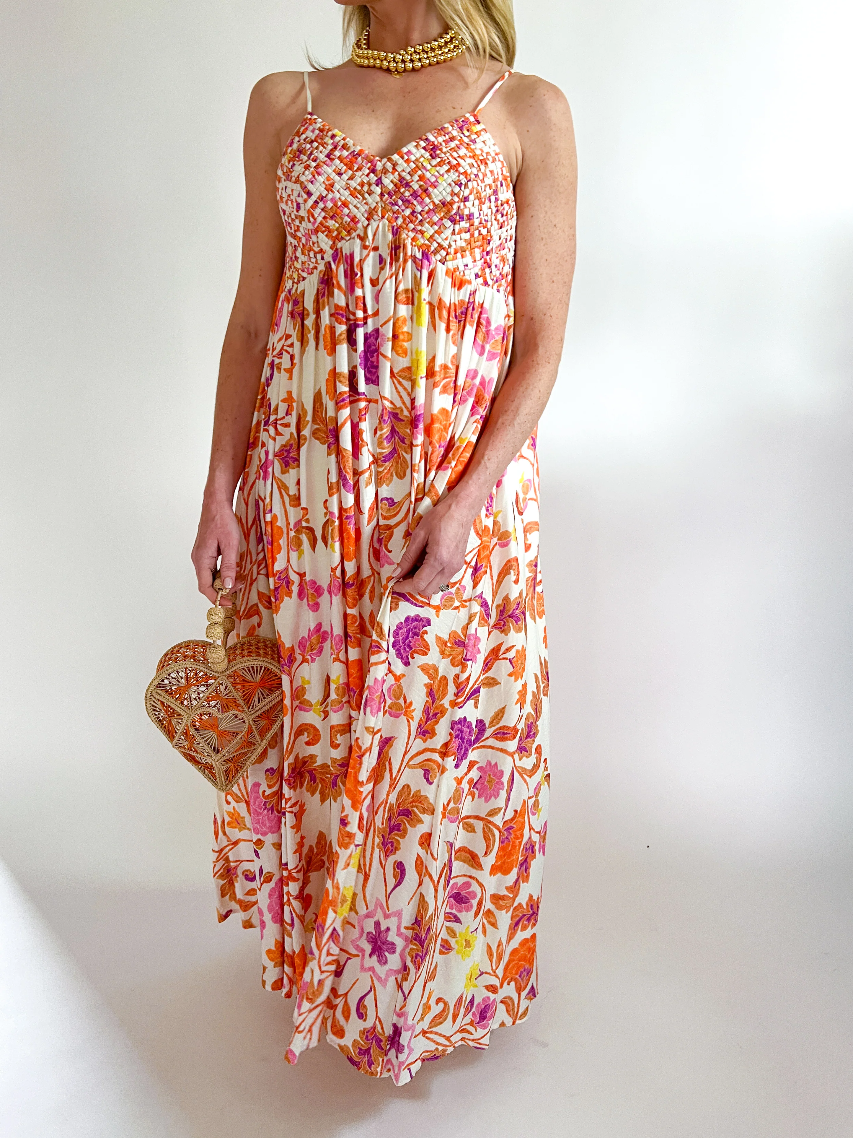 Floral Bodice Sleeveless Maxi Dress - Image 2