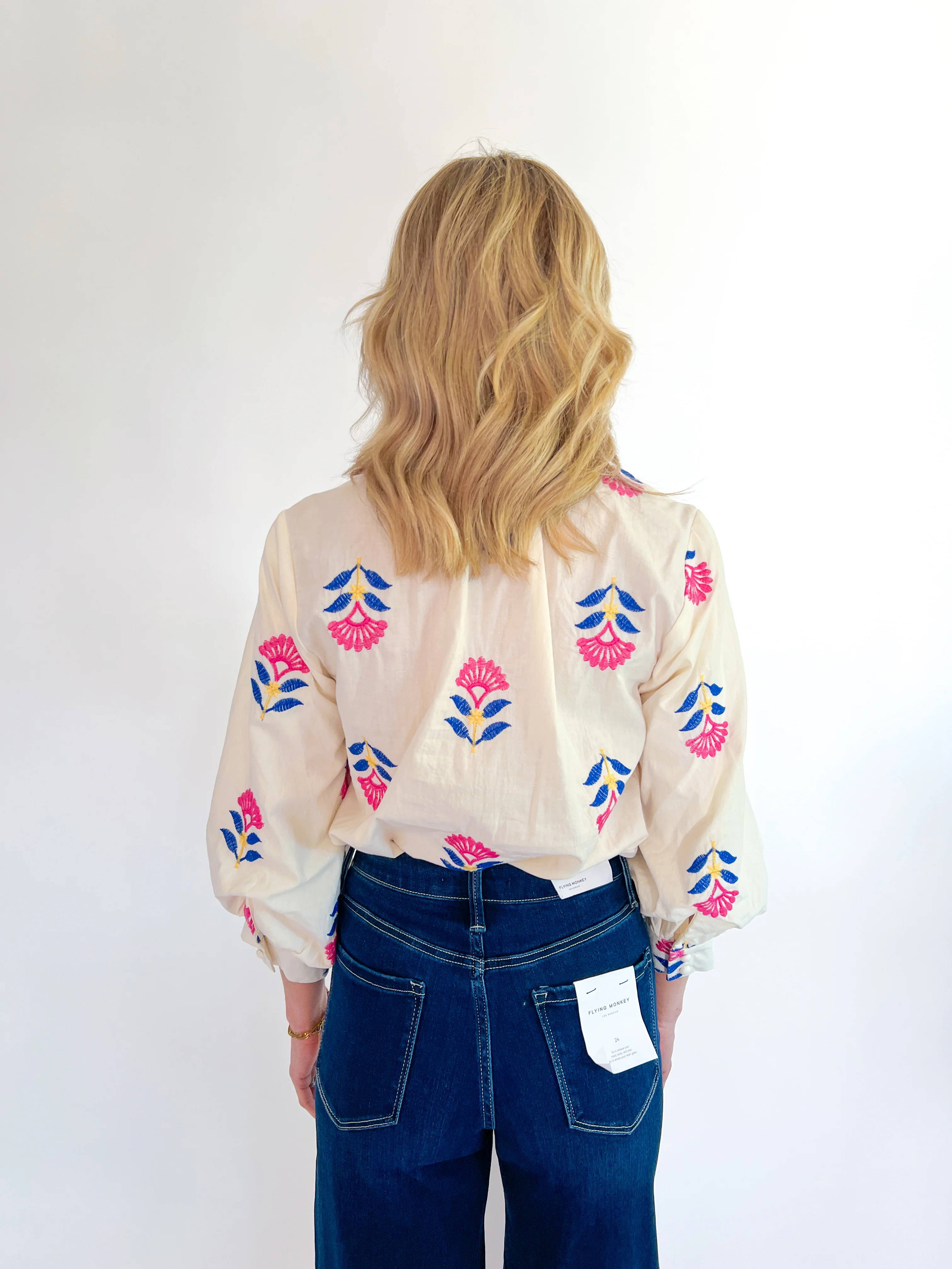 Botanical Embroidered 3/4 Puff Sleeve - Image 3